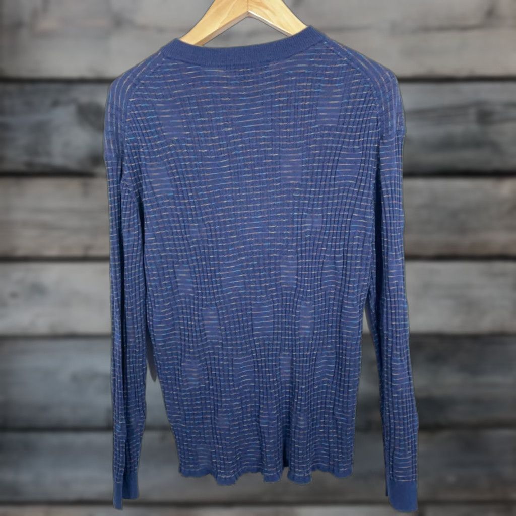 Vintage Jhane Barnes Silk Sweater Men's Large Blue Textured Check Lightweight Crewneck Pullover Knit Casual Long Sleeve Dry Clean Only Mens L Blue Silk-Blend Size US L / EU 52-54 / 3 - 1 Thumbnail