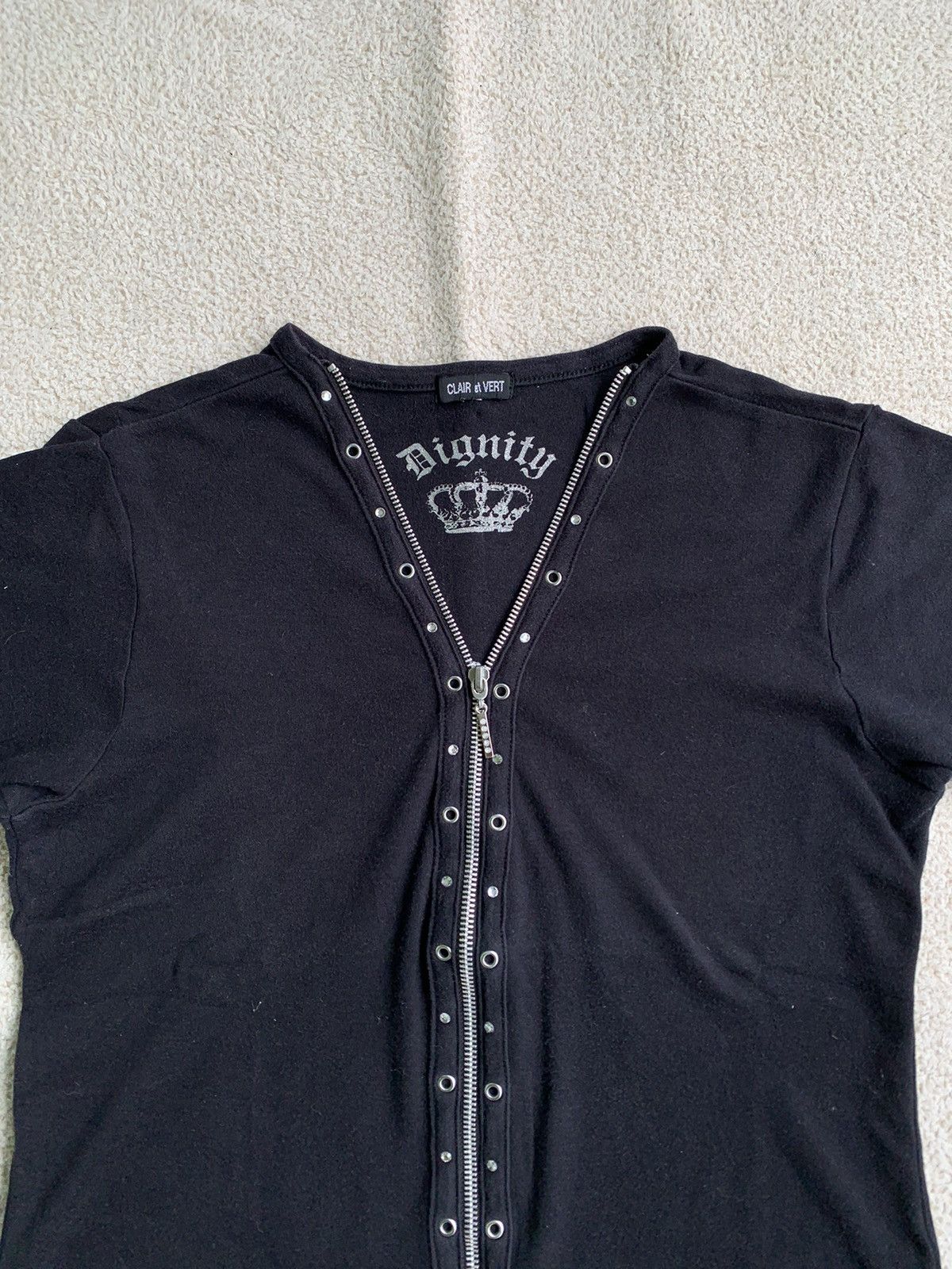 14th Addiction × If Six Was Nine VTG Clair Et Vert Dignity Double Layered Zipper Short TShirt Size S / US 4 / IT 40 - 2 Thumbnail