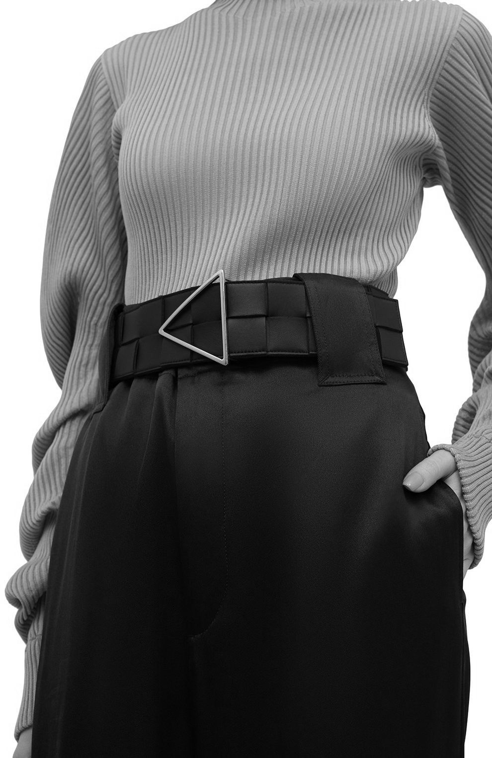 Bottega Veneta BOTTEGA VENETA blue intrecciato woven triangle belt 75 Size ONE SIZE - 3 Thumbnail