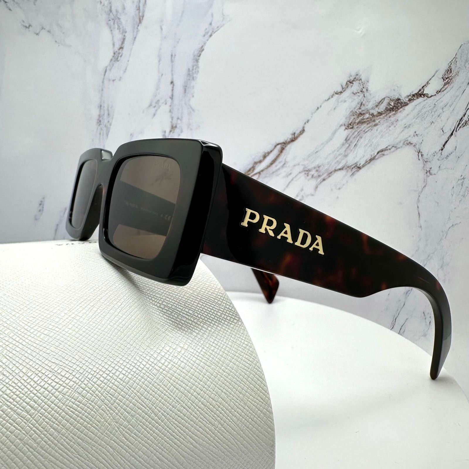 Prada Prada Sunglasses Brown Black Tortoise Gold Metal Logo Size ONE SIZE - 16 Thumbnail