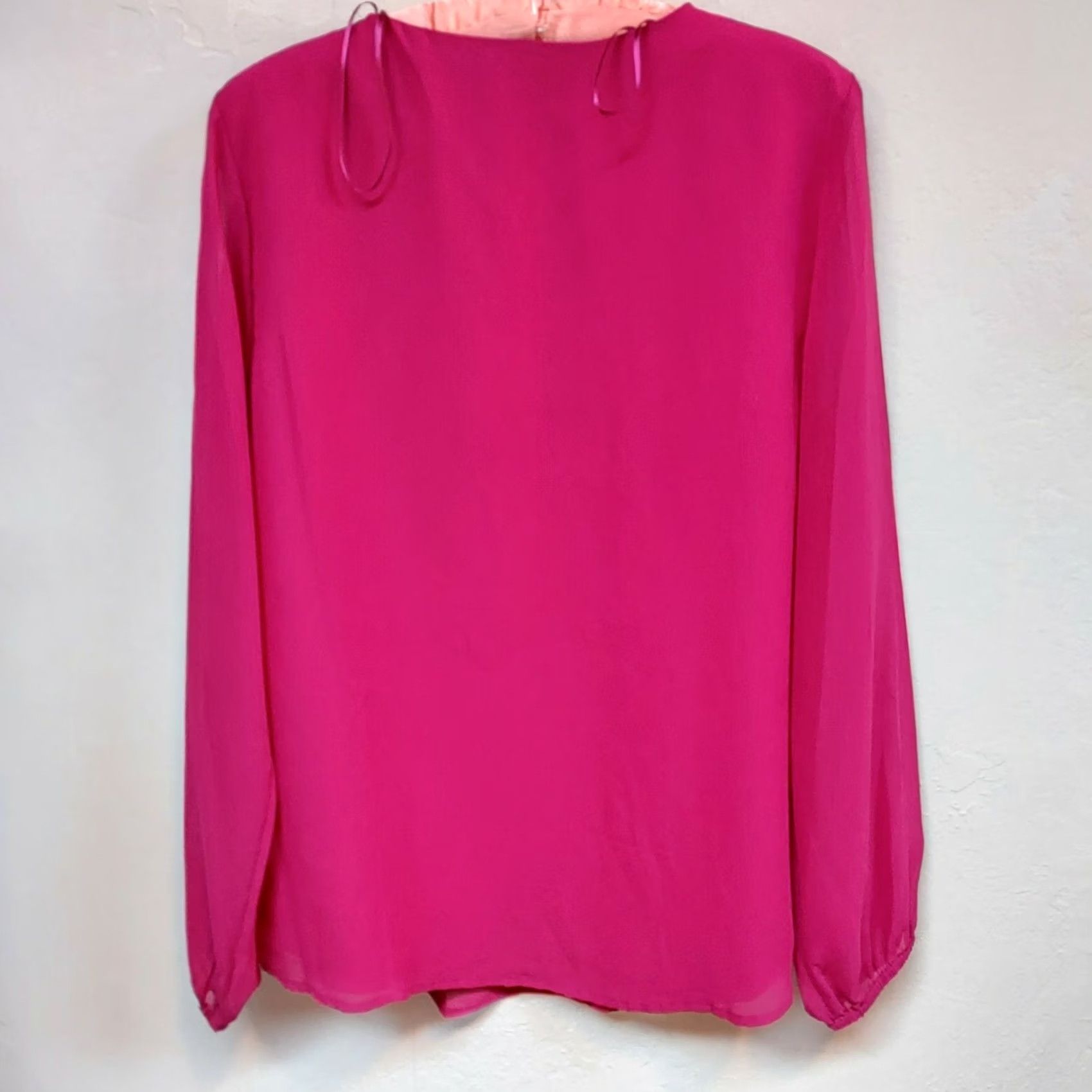 Vintage Jaclyn Smith Beaded Embellished Chiffon Top Blouse Medium Long Sleeve Maroon Womens Size M / US 6-8 / IT 42-44 - 2 Thumbnail