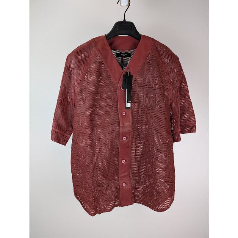 Amiri o1rshd1 MA Perforated Baseball Shirt in Sun Dried Tomato Size US M / EU 48-50 / 2 - 2 Thumbnail