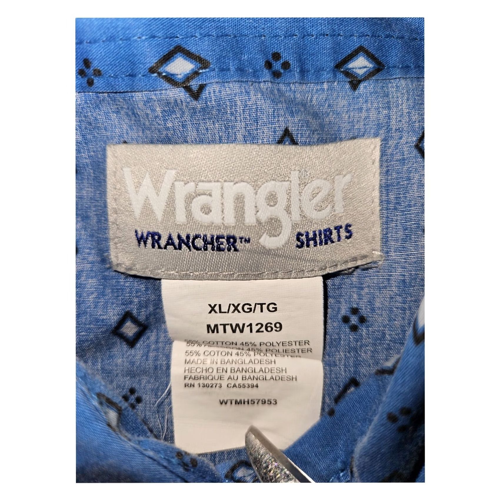 Wrangler VINTAGE Wrangler Wrancher Pearl Snap Shirt Mens XL Long Sleeve Blue Western Cowboy Size US XL / EU 56 / 4 - 2 Thumbnail