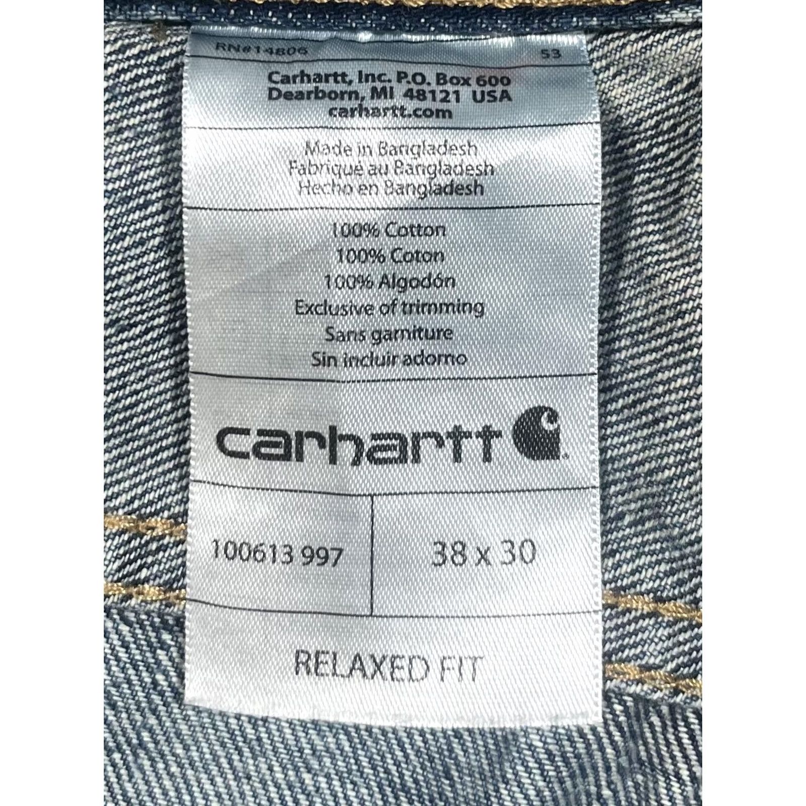 Carhartt Carhartt Jeans Mens 38x30 Blue Medium Wash Relaxed Straight Work Denim 100613 997 Jeans Mens 38x30 Blue Size US 38 / EU 54 - 3 Thumbnail