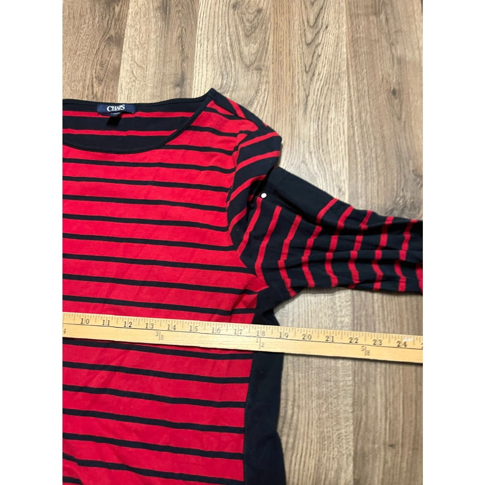 Chaps **Women's Red Black Striped Long Sleeve XL Chaps T-Shirt** User: Women's Red Black Striped Long-Sleeve XL Chaps T-Shirt Size XL / US 12-14 / IT 48-50 - 5 Thumbnail