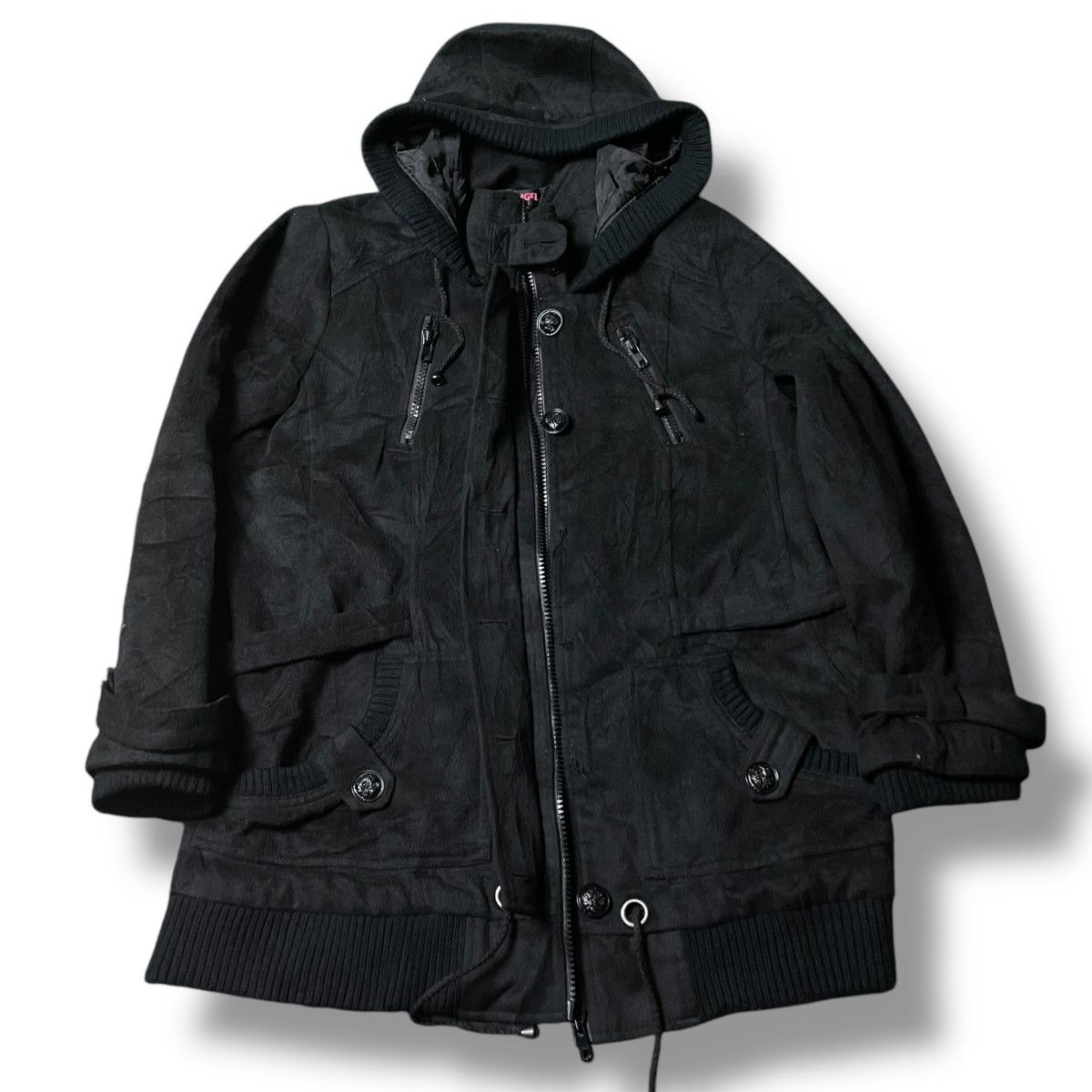 If Six Was Nine × Japanese Brand × Yasuyuki Ishii CRAZY ANGEL BUTTON UP ZIPPER PUNK GOTHIC WOOL HOODIE JACKET Size US XXL / EU 58 / 5 - 8 Thumbnail