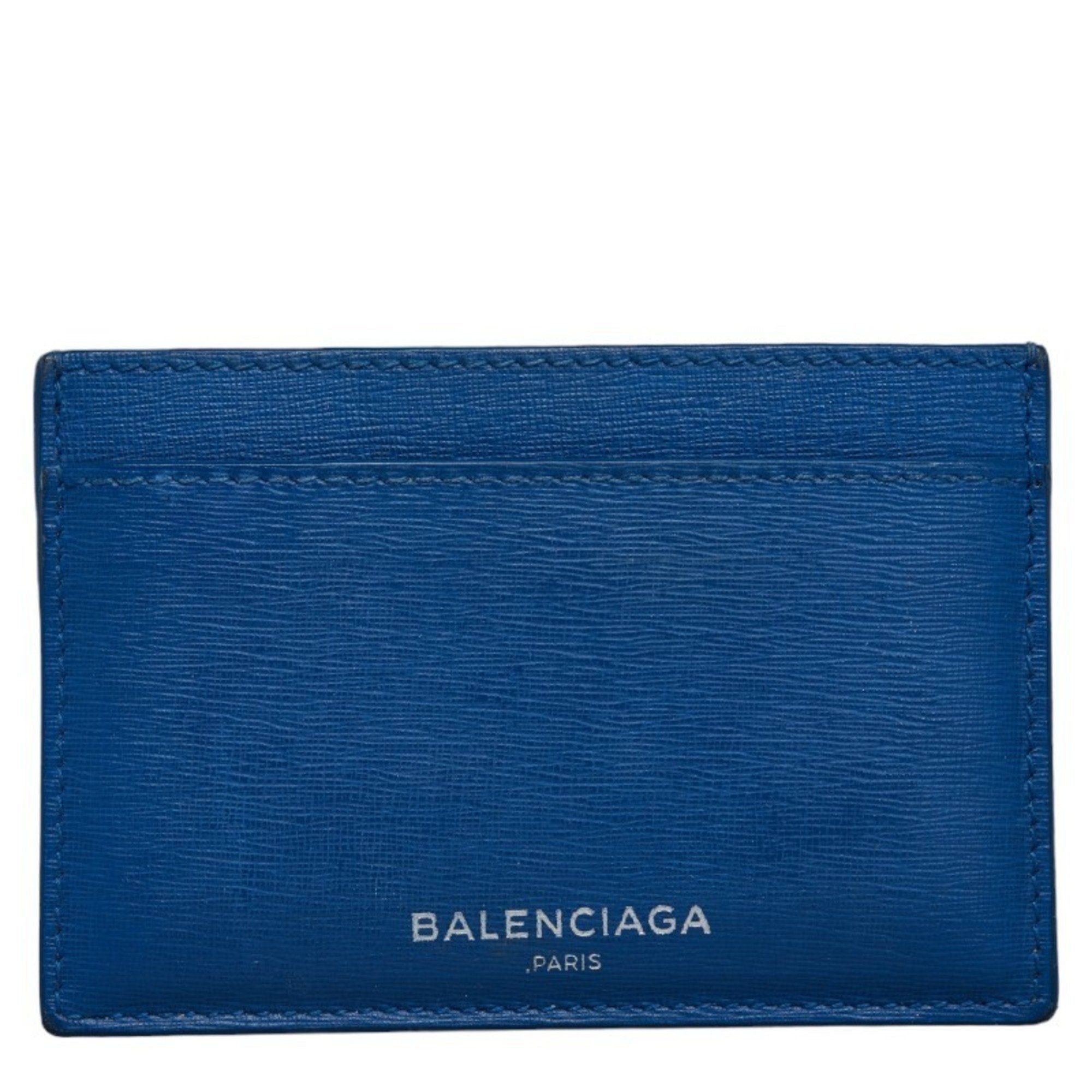 image of Balenciaga Card Case Pass 392126 Blue Grey Leather Women's