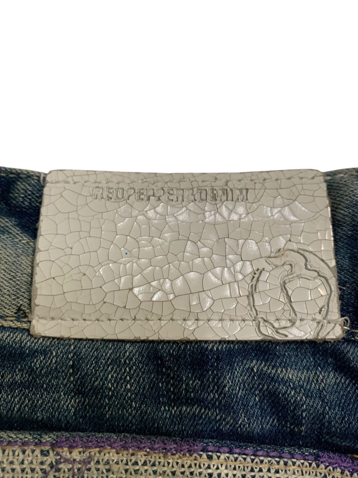 If Six Was Nine Flare Red papper Japanese Punk Skull Distressed Denim Size US 31 - 8 Thumbnail