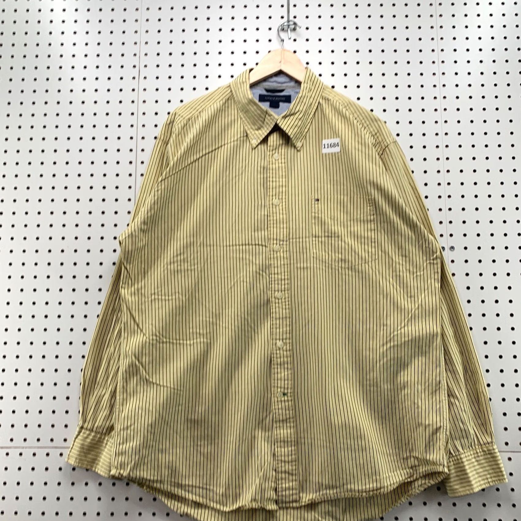 Tommy Hilfiger VINTAGE Tommy Hilfiger Button-Down Shirt Mens XL Yellow Striped Casual Pocket LOGO Size US XL / EU 56 / 4 - 2 Thumbnail