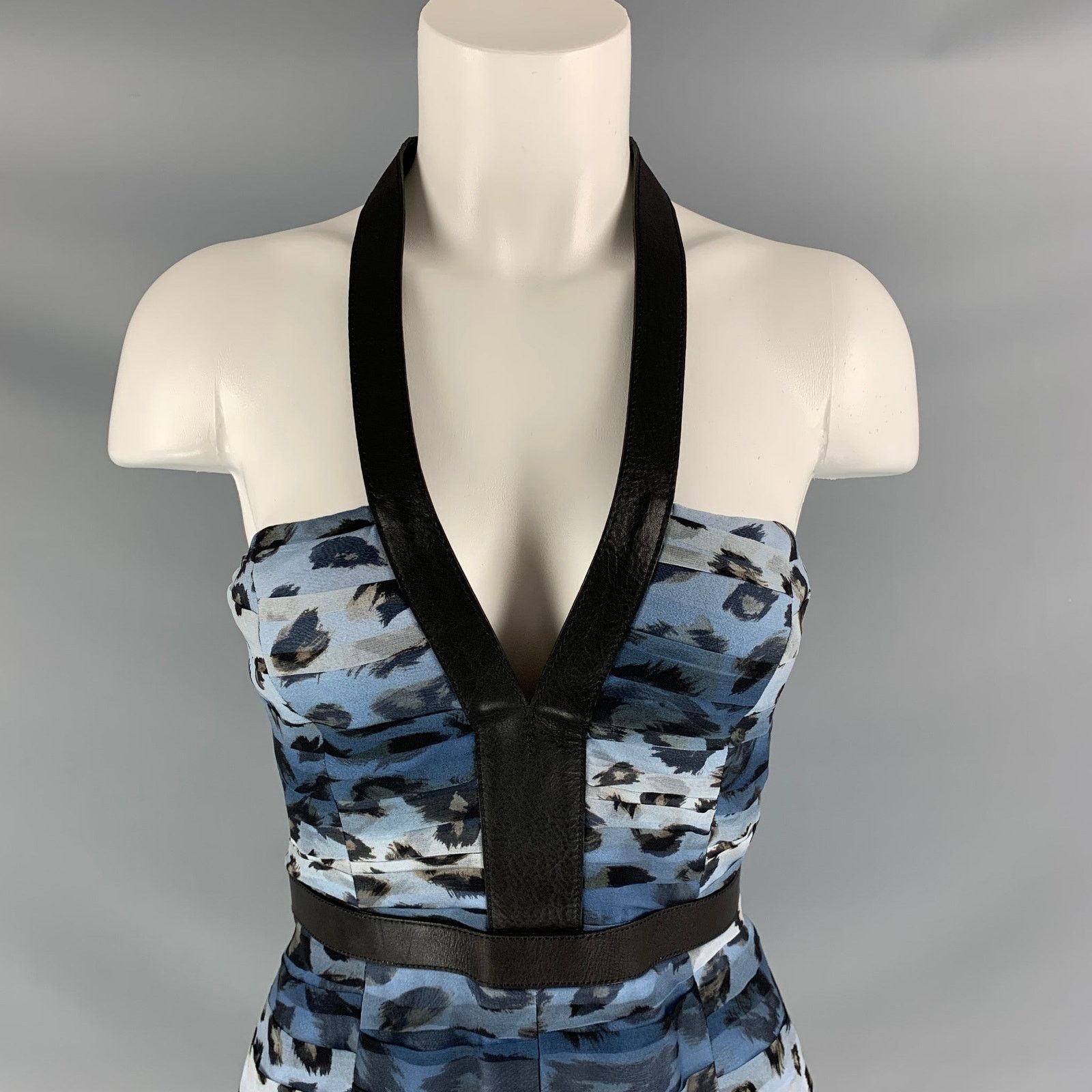 Burberry Prorsum BURBERRY PRORSUM 6 Silk Camouflage Leather Knee-Length Dress Size M / US 6-8 / IT 42-44 - 3 Thumbnail