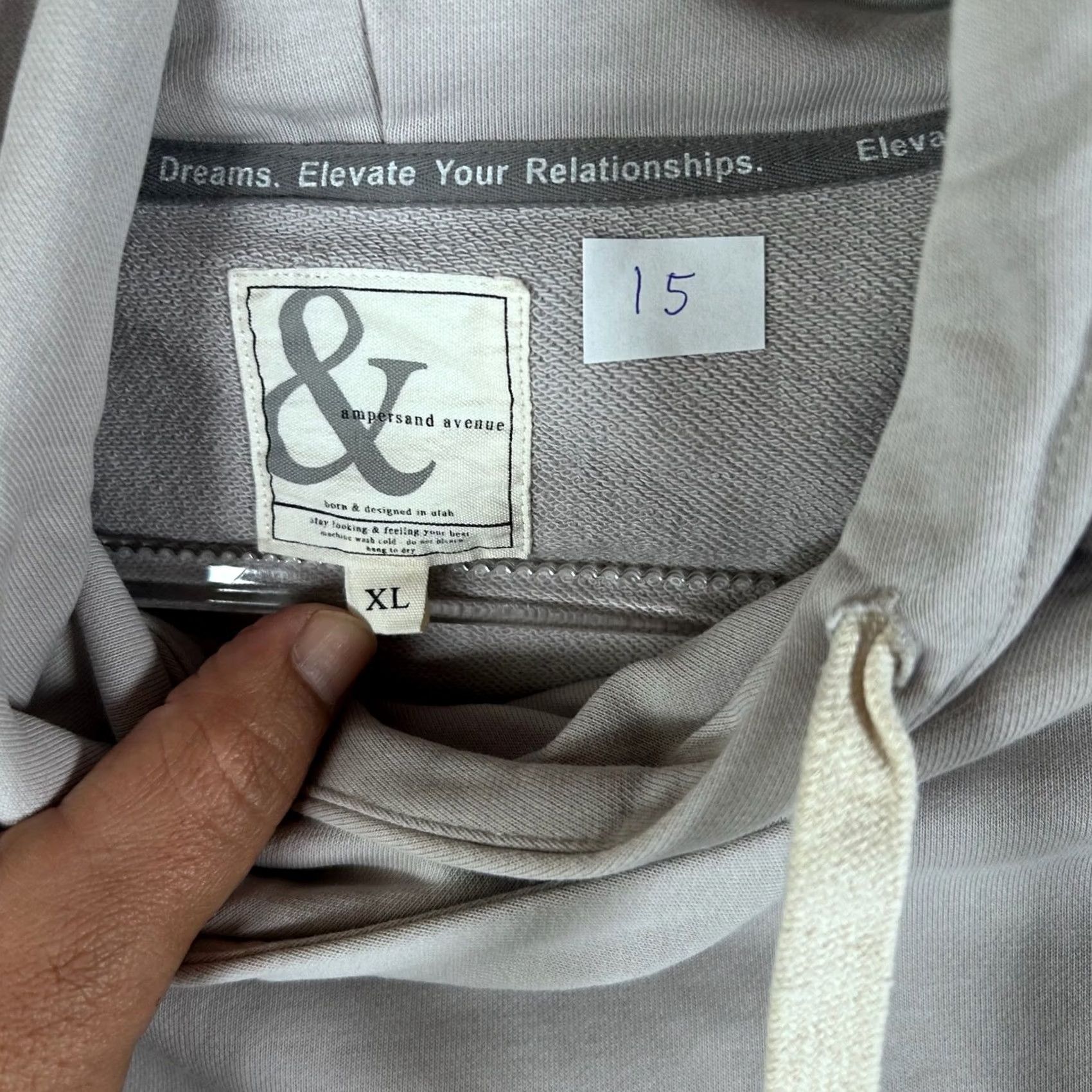 Avenue Ampersand Avenue Gray Cowl Neck Hoodie Pullover Sweater 100% Cotton Women's XL Raglan Sleeve, Drawstring, Pockets, Logo, Casual, Machine Washable Size XL / US 12-14 / IT 48-50 - 2 Thumbnail