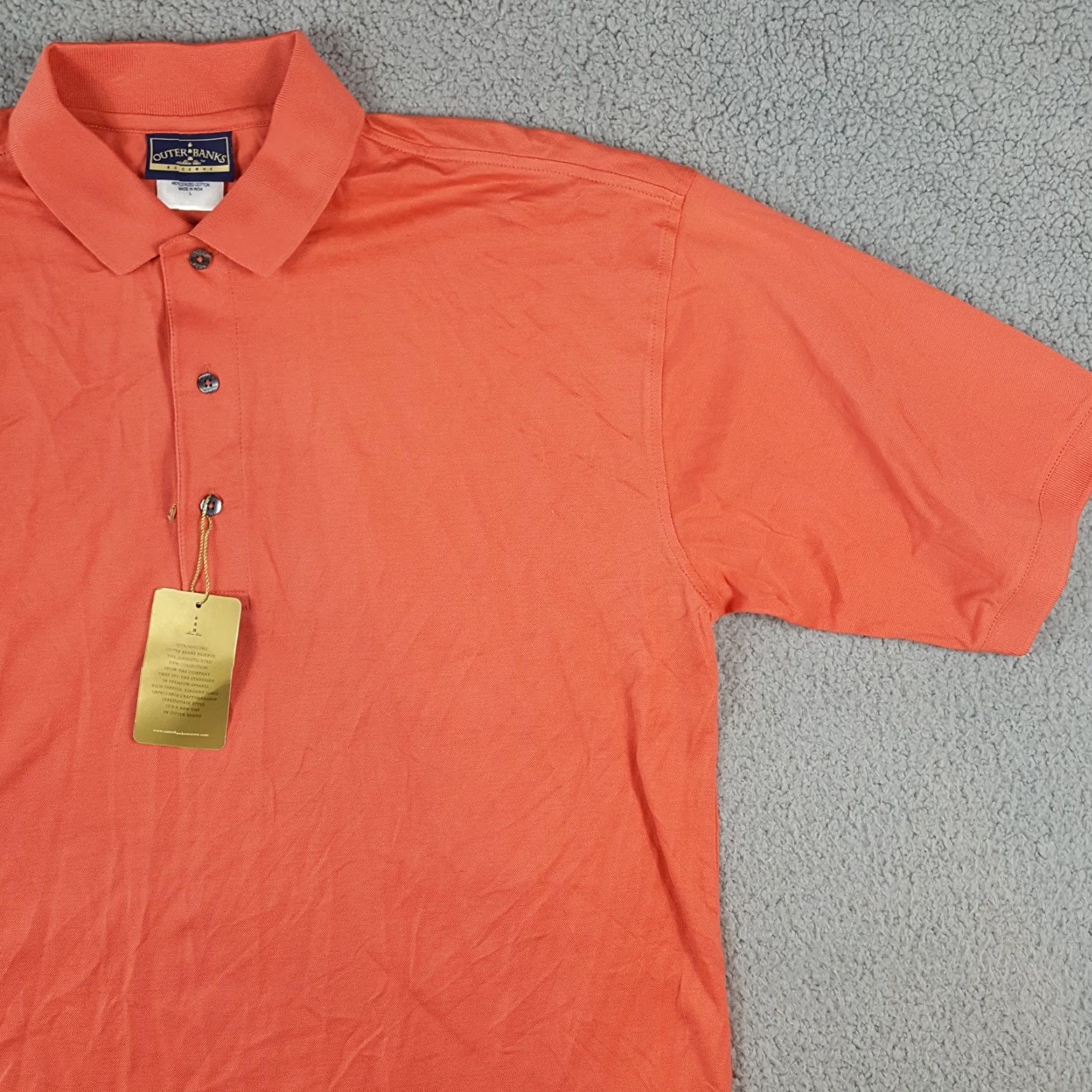 Pinko Vintage Outer Banks Men's Button-Up Shirt - Salmon Pink Cotton Casual Collared Short Sleeve 90s Retro Workwear Large Size US L / EU 52-54 / 3 - 5 Thumbnail