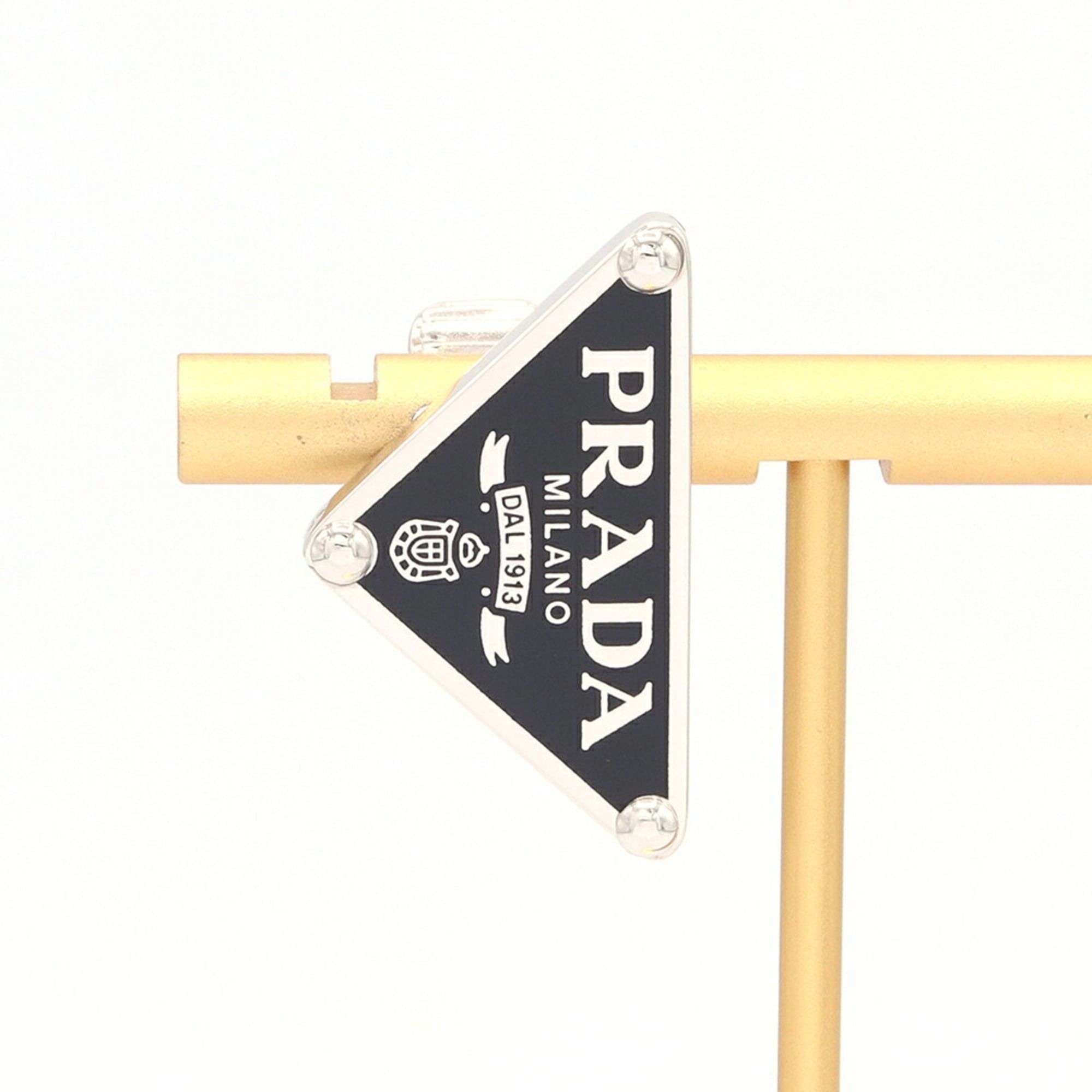Prada Prada Single Earring 1JO722 Black Metal Triangle for Women PRADA Size ONE SIZE - 1 Thumbnail