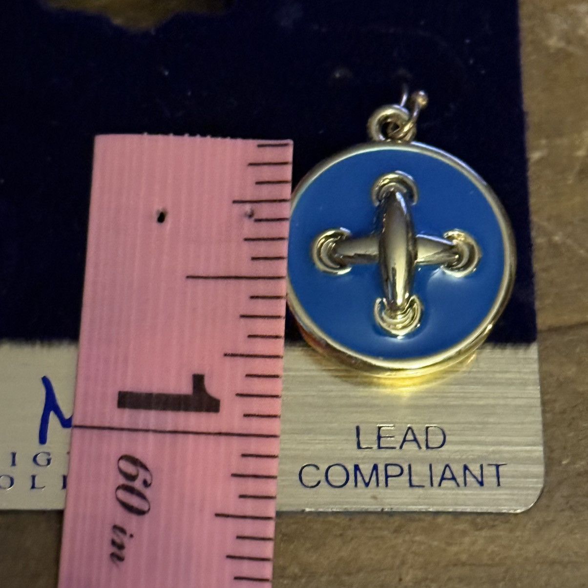 Other Gold tone blue enamel round button dangle earrings Size ONE SIZE - 4 Thumbnail