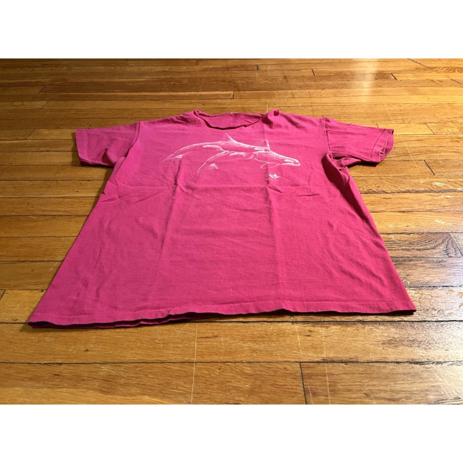 Pinko VINTAGE Greenpeace Orca Whale Shirt L Pink Short Sleeve Women 80s Casual Knit Cotton Regular Size L Mens Womens Girls Boys Size L / US 10 / IT 46 - 2 Thumbnail
