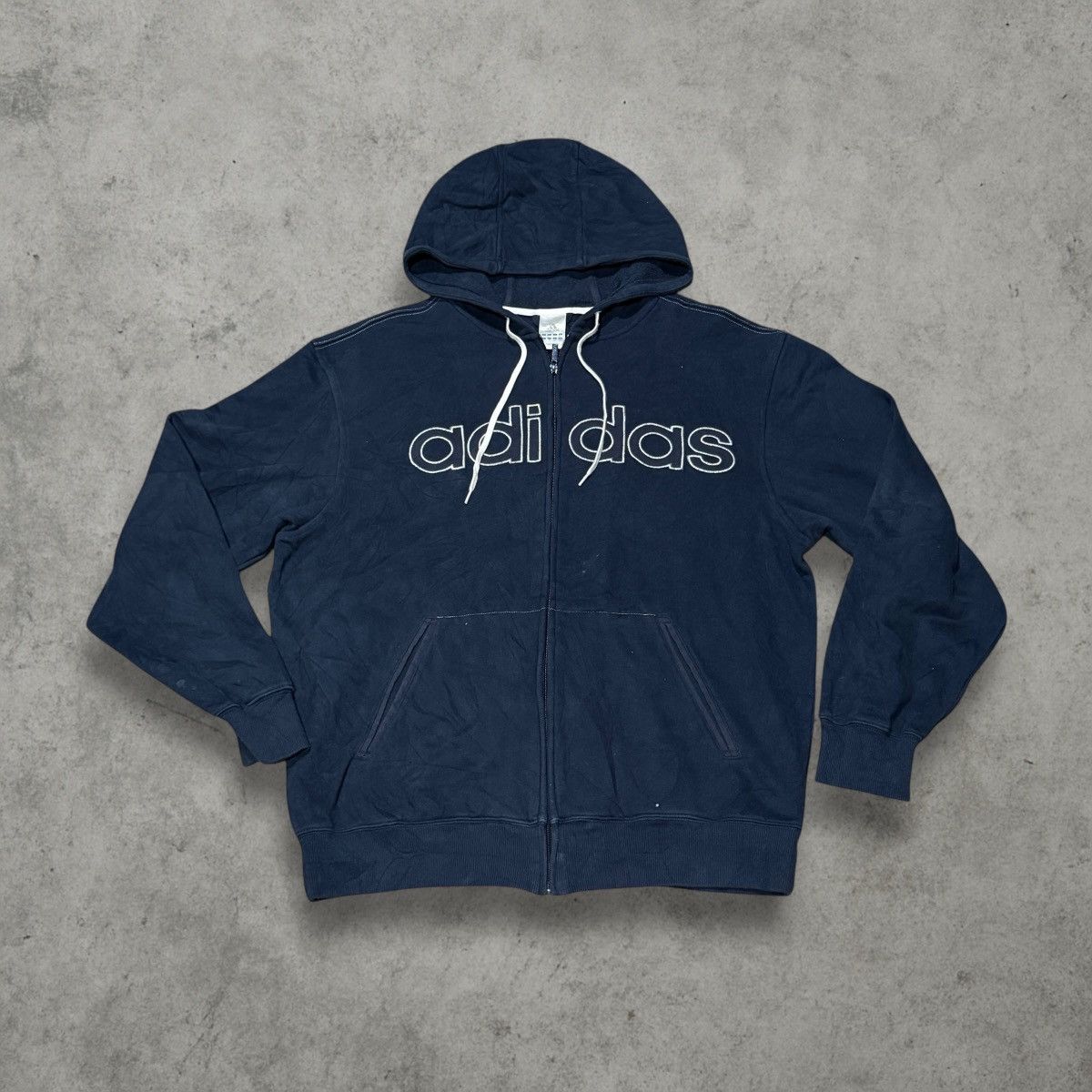 Adidas Adidas Embroidered Navy Zip Up Hoodie Size US L / EU 52-54 / 3 - 1 Thumbnail