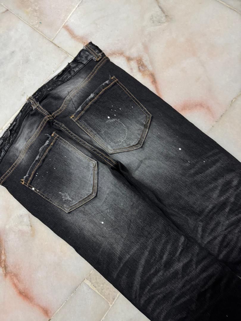 If Six Was Nine 💥SICK💥VINTAGE JAPANESE RAG JEANS INSANE MUDWASH BLACK DENIM Size US 31 - 18 Thumbnail