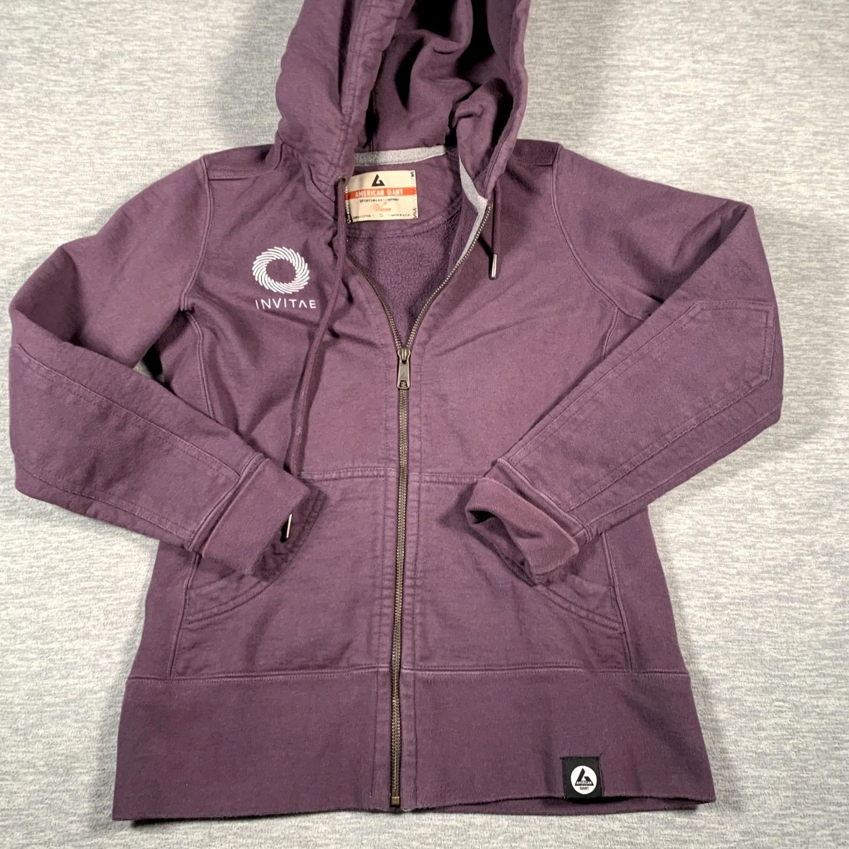 Vintage VINTAGE? No — American Giant Hoodie Womens Small Purple Full Zip Made in USA Invitae Logo Size S / US 4 / IT 40 - 3 Thumbnail