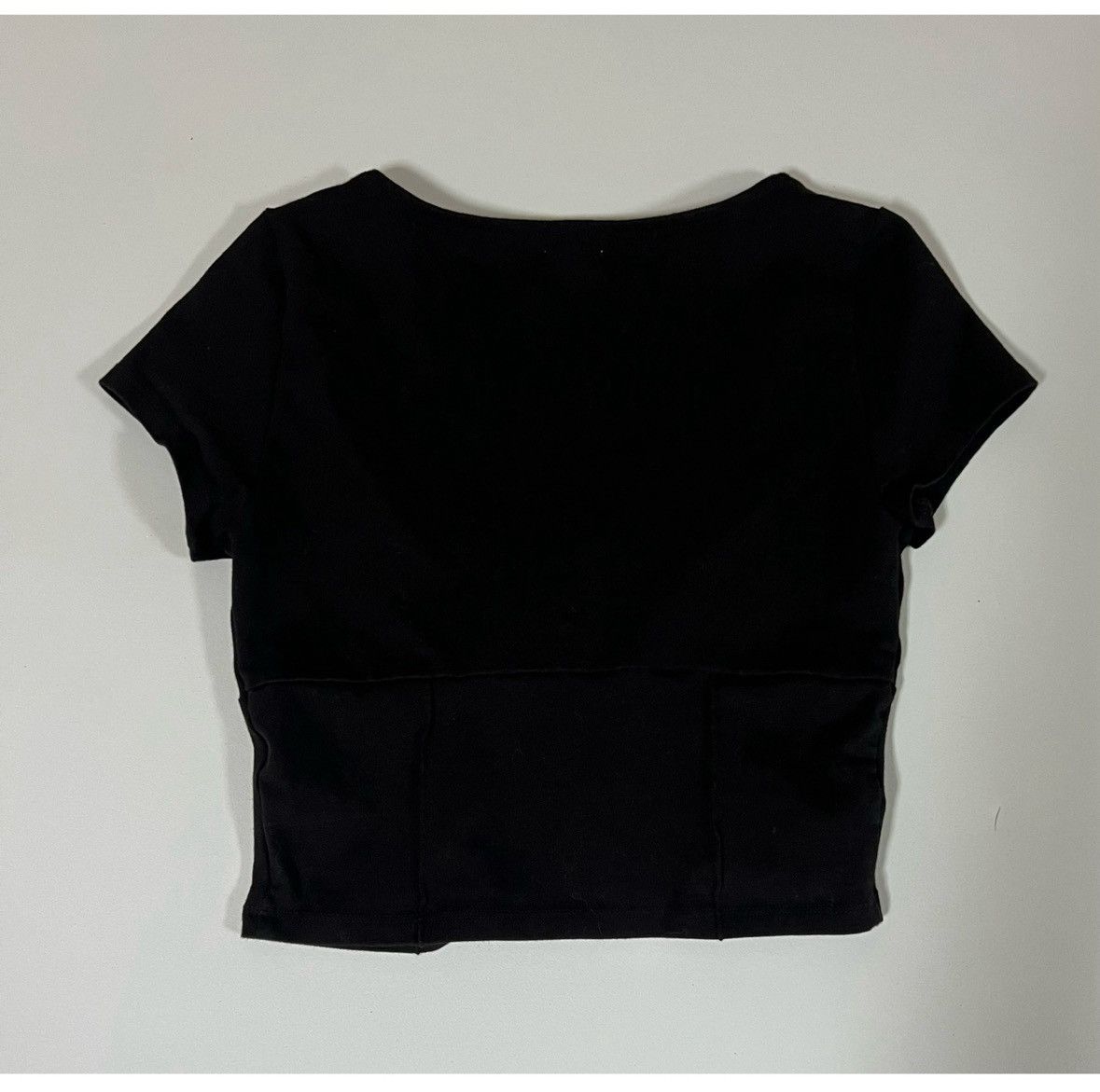 Garage Garage Black Solid Ruched Crop Top Shirt Blouse Tee Size XS🖤 Size XS / US 0-2 / IT 36-38 - 3 Thumbnail