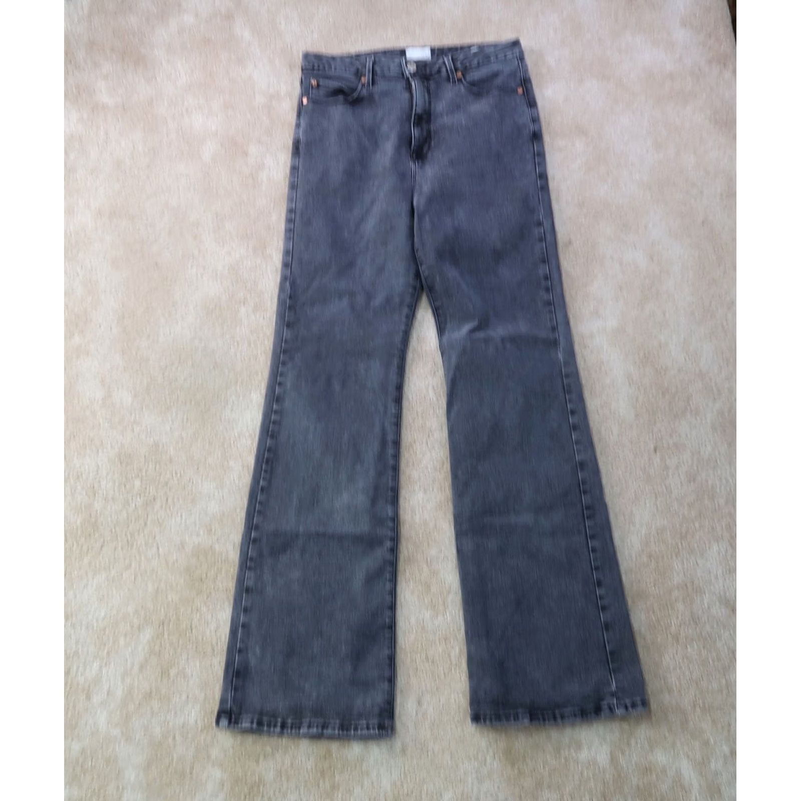 AVEC LES FILLES Avec Les Filles Women's Jeans Flare Leg High Rise Dark Wash Black 31 Inseam 32 Size 24" / US 00 / IT 34 - 2 Thumbnail