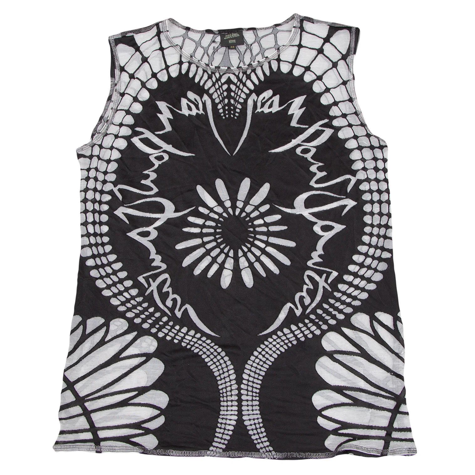 Jean Paul Gaultier Sheer Opalescent Tank Top in Black and White, Size 48 Size US M / EU 48-50 / 2 - 1 Thumbnail