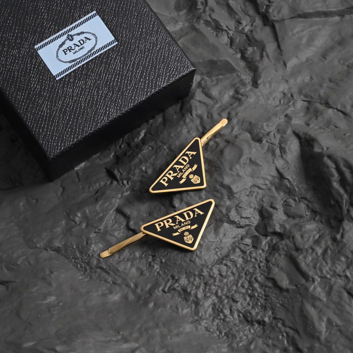 Prada PRADA SET OF 2 LOGO HAIR CLIPS Size ONE SIZE - 1 Thumbnail