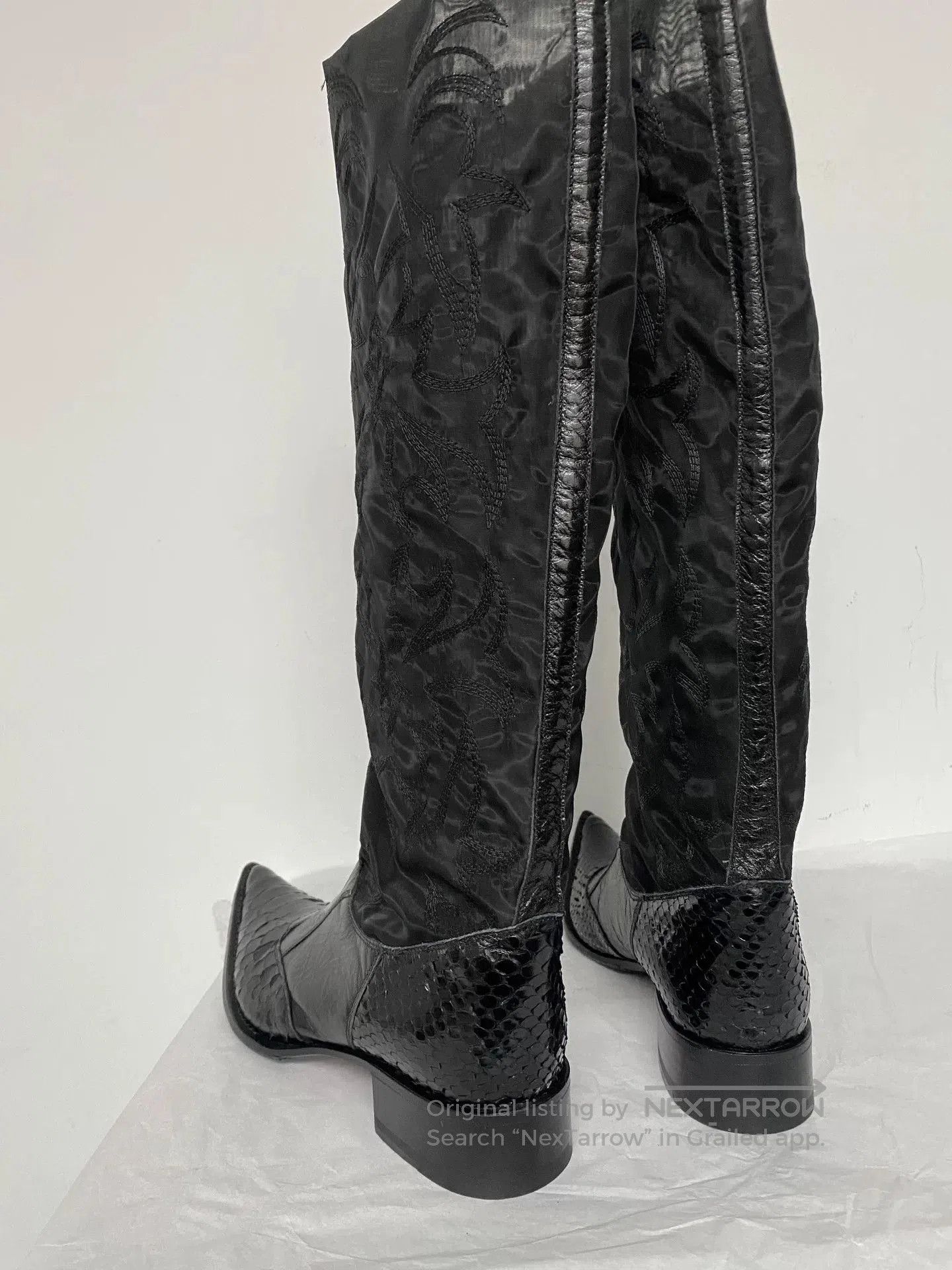 Gianni Barbato Gianni Barbato Pointed Toe Embroidered Leather Boots. Size US 5.5 / IT 35.5 - 7 Thumbnail