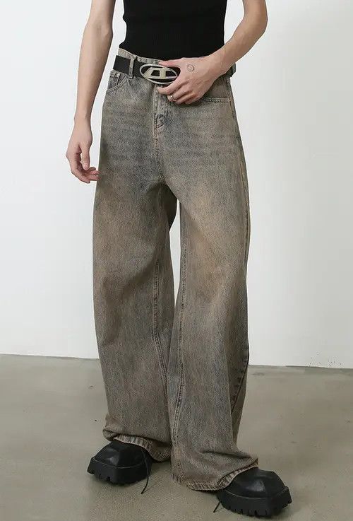 Japanese Brand × Jean Pants Retro washed distressed trendy oversize jeans Size US 32 / EU 48 - 4 Thumbnail