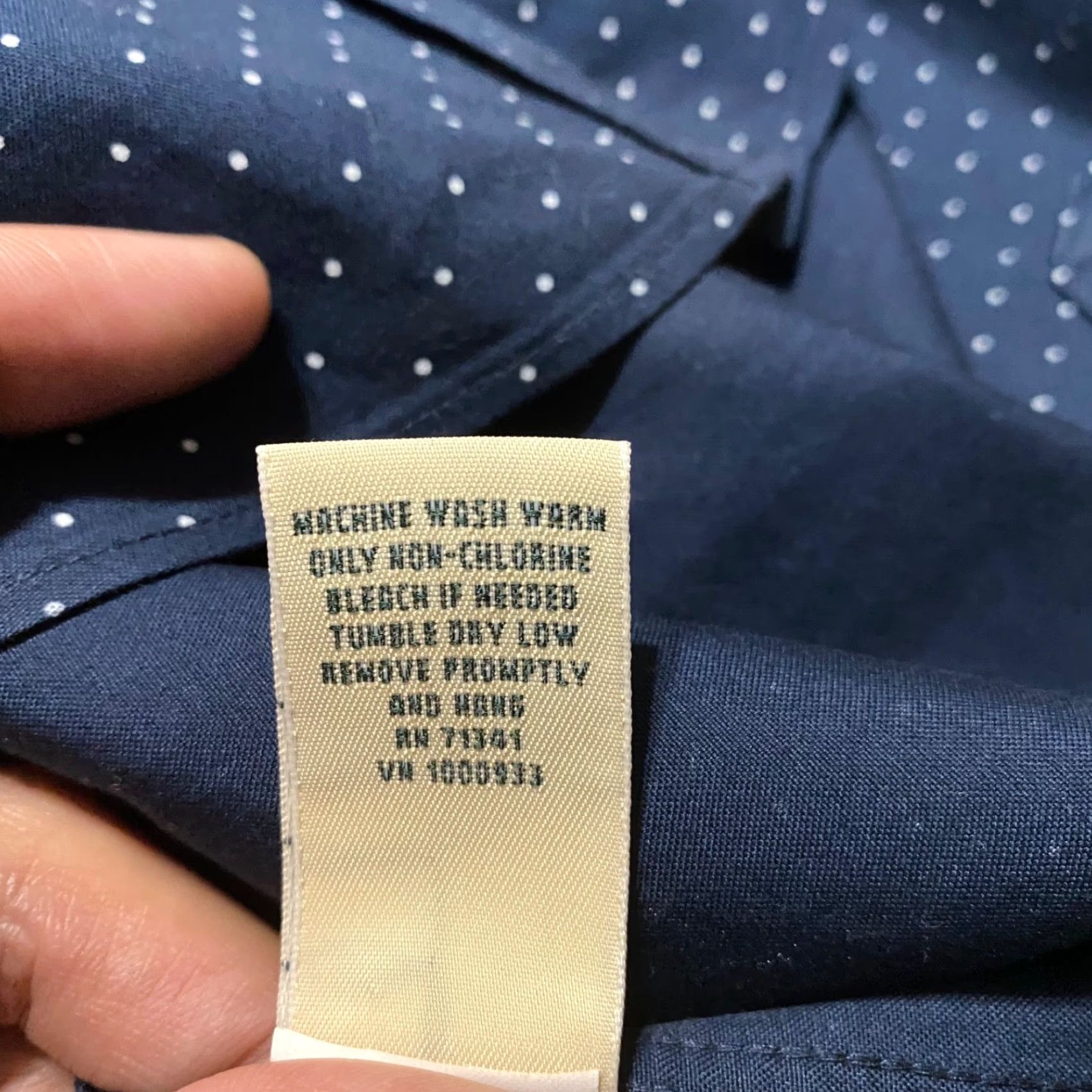 Vintage L.L. Bean Shirt Womens Medium Blue Geometric Button-Up 100% Cotton Long Sleeve Casual Button-Down Size M / US 6-8 / IT 42-44 - 7 Thumbnail