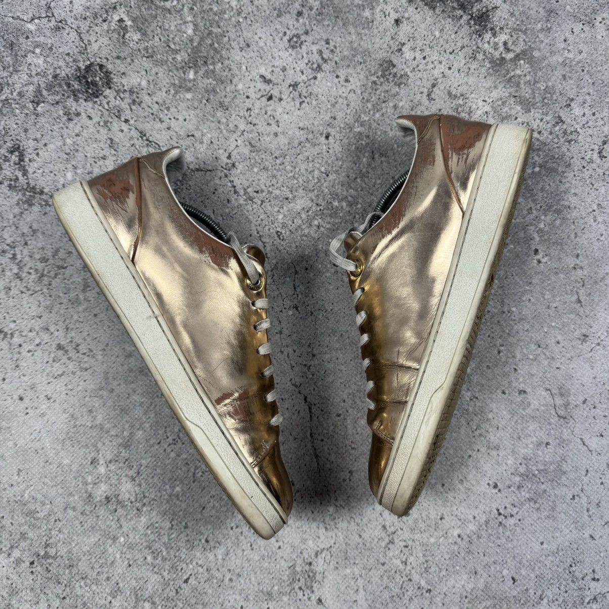 Louis Vuitton Louis Vuitton Gold Leather Frontrow Low Top Sneakers Size US 9 / IT 39 - 4 Thumbnail