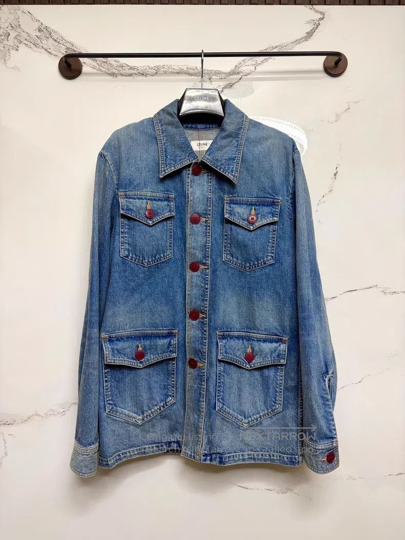 Celine CELINE Light Blue Four-Pocket Hunting Denim Jacket Size US M / EU 48-50 / 2 - 1 Thumbnail