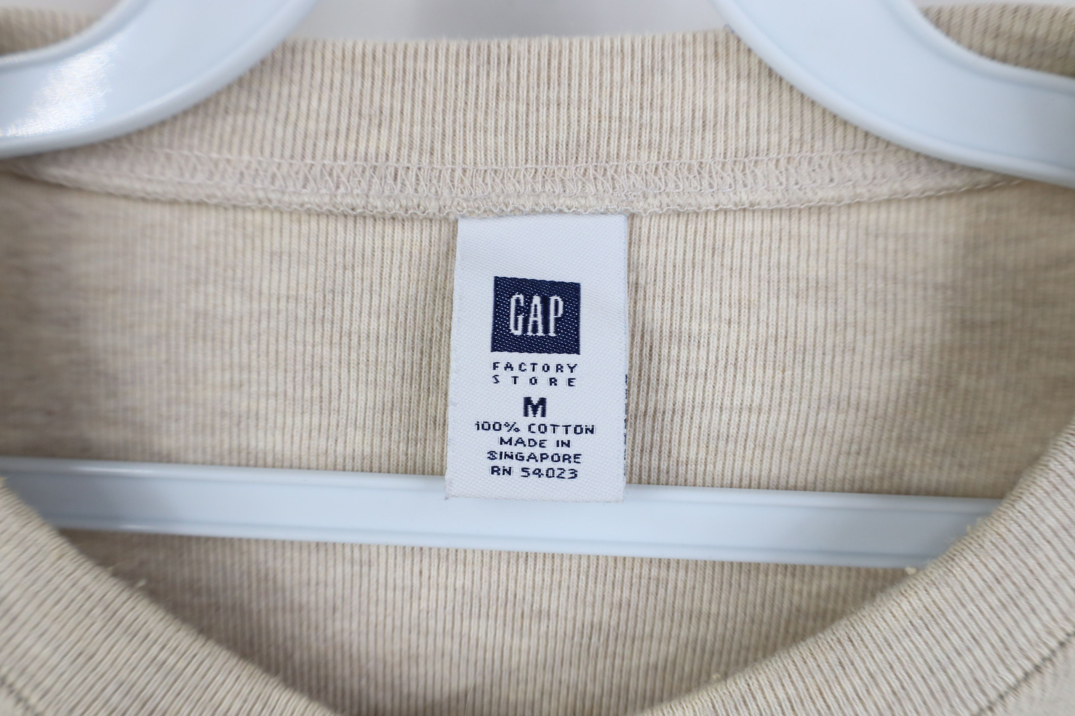 Gap Vintage 90s Gap Ribbed Knit Thermal Henley T-Shirt Beige Size US M / EU 48-50 / 2 - 8 Thumbnail