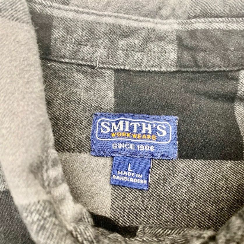 Vintage Smith's Workwear Flannel Shirt Men Large Black Gray Plaid Long Sleeve 8503 Size US L / EU 52-54 / 3 - 6 Thumbnail