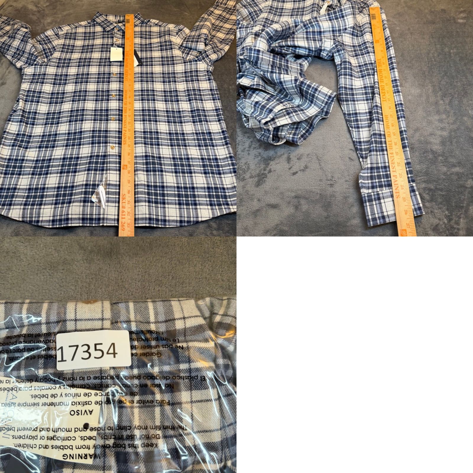 Hart Schaffner Marx Hart Schaffner Marx Canclini Blue Plaid Cotton Flannel Shirt Mens 2XL NWT Adult Regular Button-Up Long Sleeve Collared Size US XXL / EU 58 / 5 - 8 Thumbnail