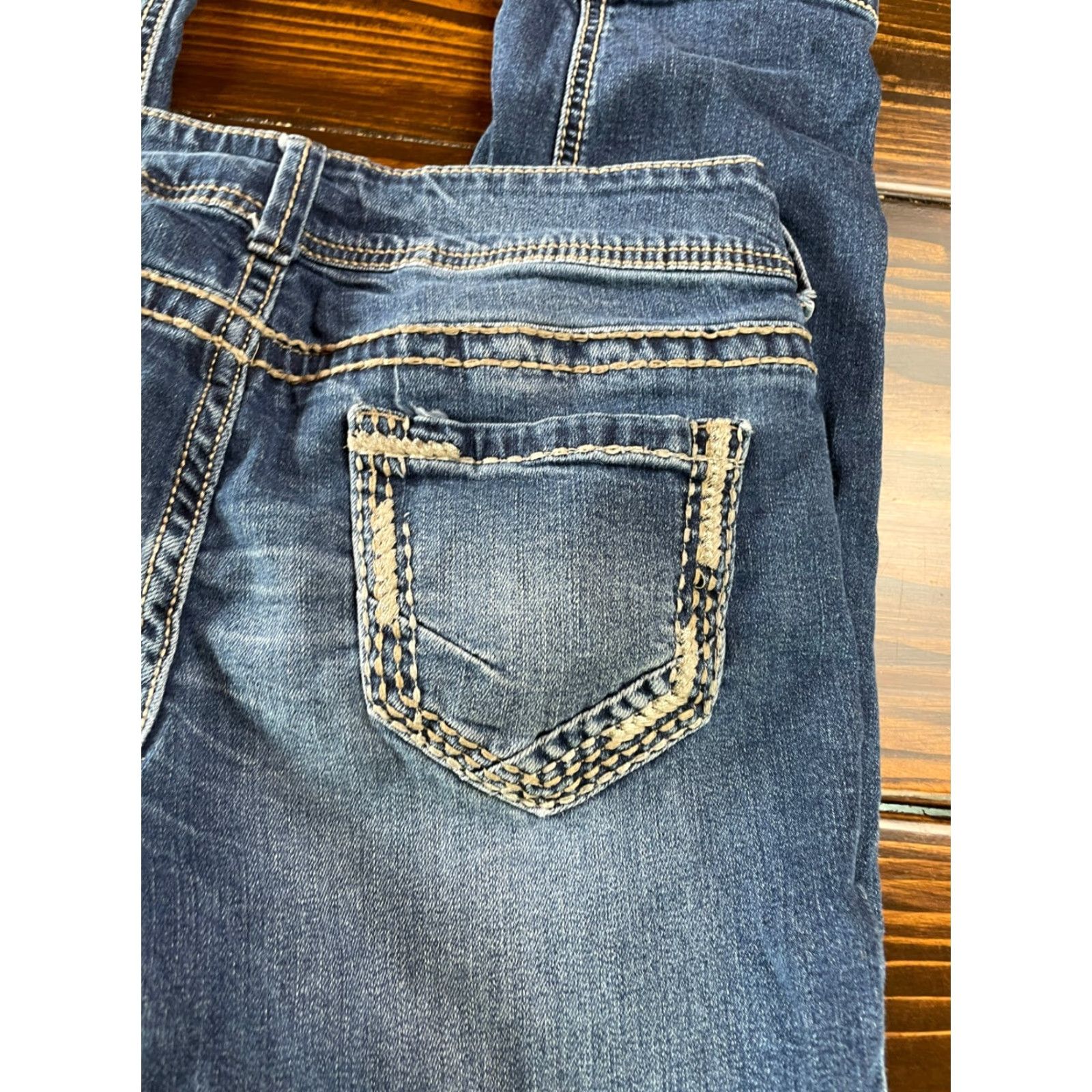 Vintage Maurices Jeans Women's Size 5/6 Blue Distressed Denim Pants Contrast Stitch Jeans Straight Pockets Womens Boys Girls Men? Size 30" / US 8 / IT 44 - 4 Thumbnail