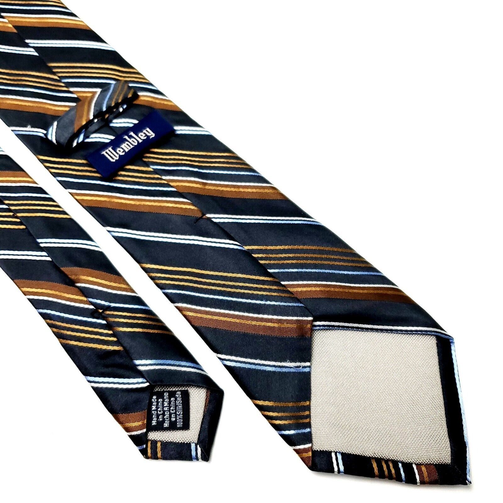 Other Wembley Silk Tie Woven Striped Gray Brown Size ONE SIZE - 5 Thumbnail