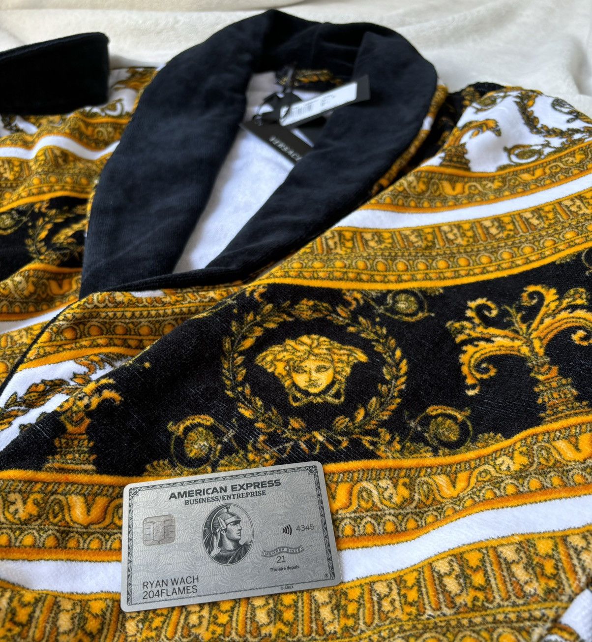 Versace Versace Dark Gold/Black Baroque Print Robe Size US XL / EU 56 / 4 - 3 Thumbnail