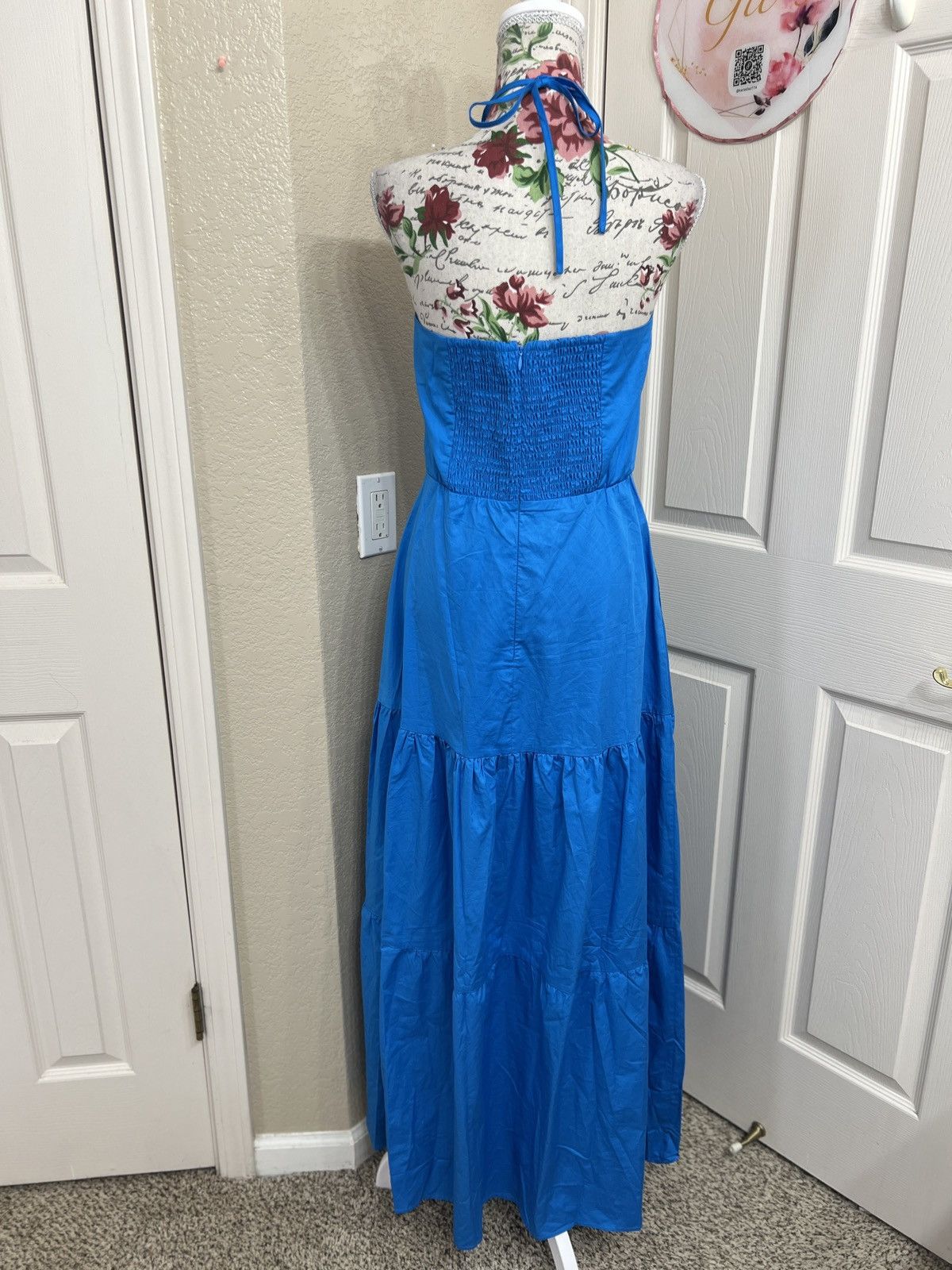 Boston Proper Boston Proper Hardware Halter Tiered Poplin Maxi Dress Size M / US 6-8 / IT 42-44 - 4 Thumbnail