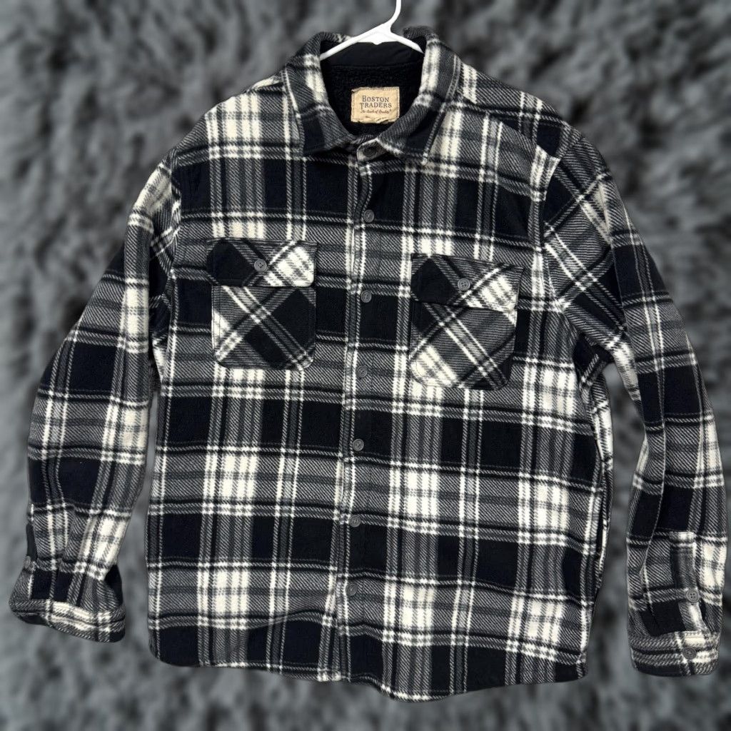 Vintage Boston Traders Jacket XL Black White Fleece Sherpa Lined Grunge Outdoors Shacket Size US XL / EU 56 / 4 - 1 Thumbnail