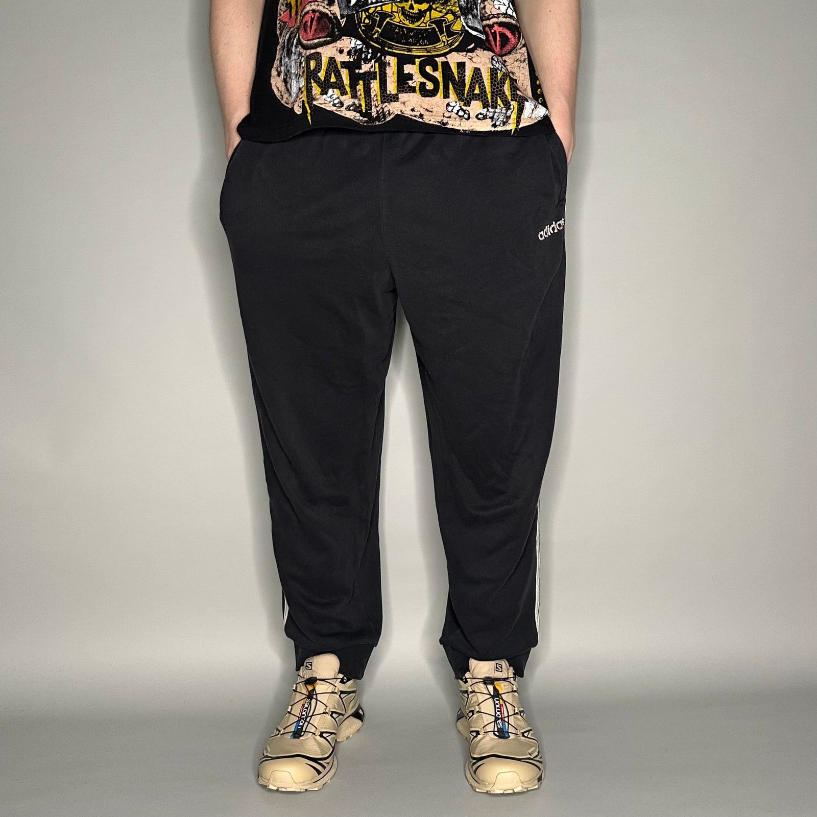 Adidas Vintage Y2K Adidas Sweatpants Mens XL Black White Joggers Size US 36 / EU 52 - 2 Thumbnail