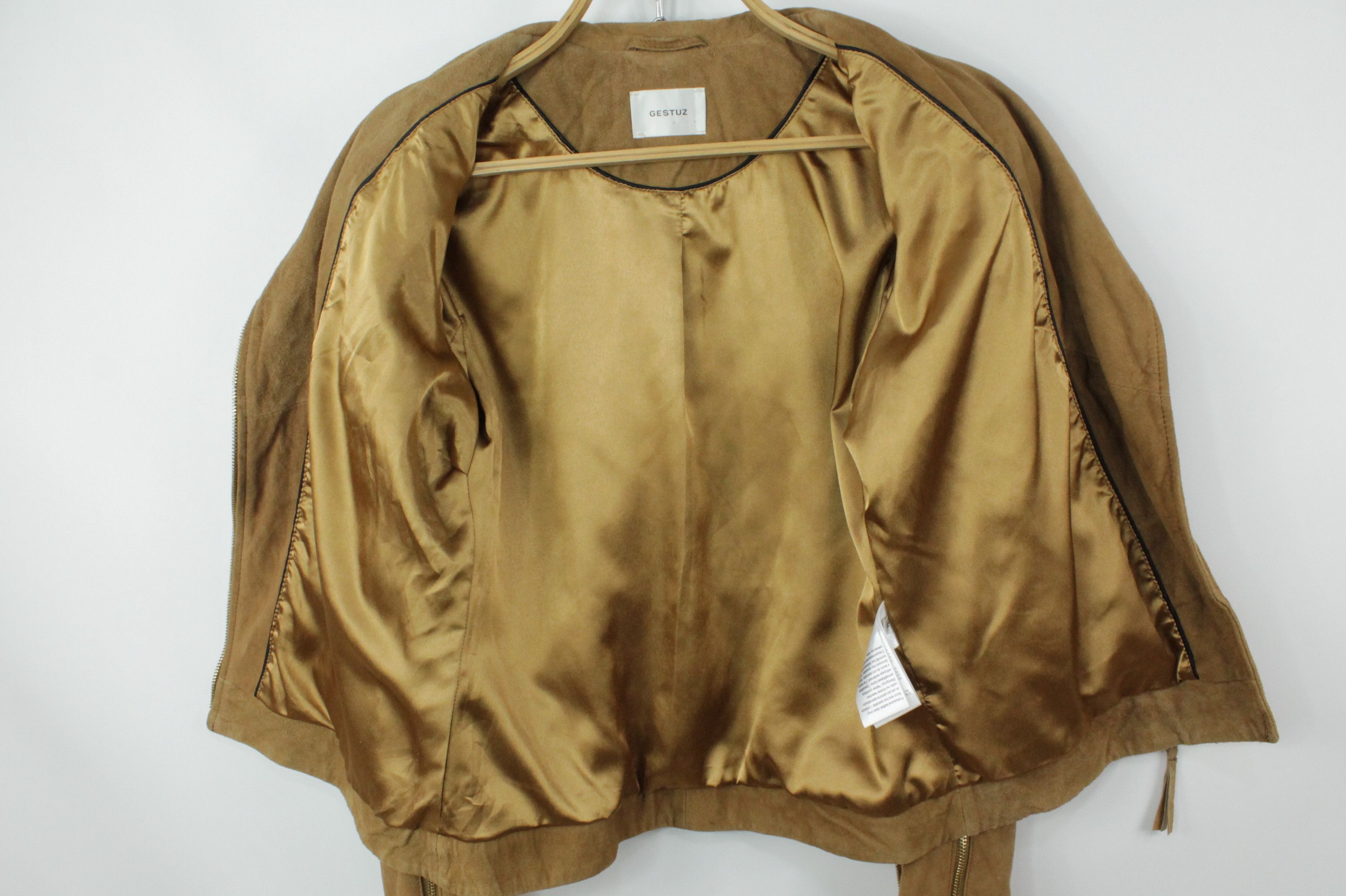 Genuine Leather × Gestuz GESTUZ Joya Goat Suede Camel Leather Biker Jacket Size S / US 4 / IT 40 - 5 Thumbnail