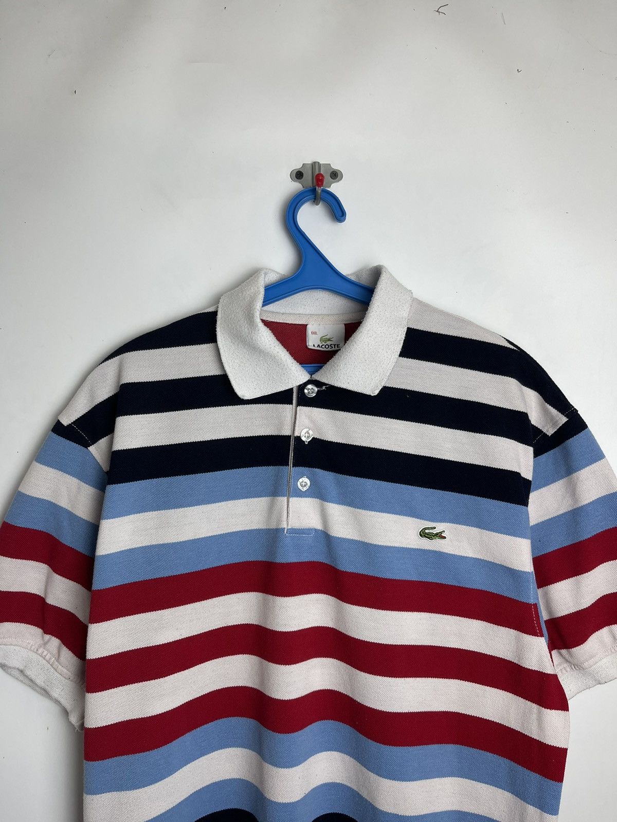 Lacoste × Vintage Vintage Lacoste Croc Logo Applique Beige Polo Shirt 90s Size US XL / EU 56 / 4 - 2 Thumbnail