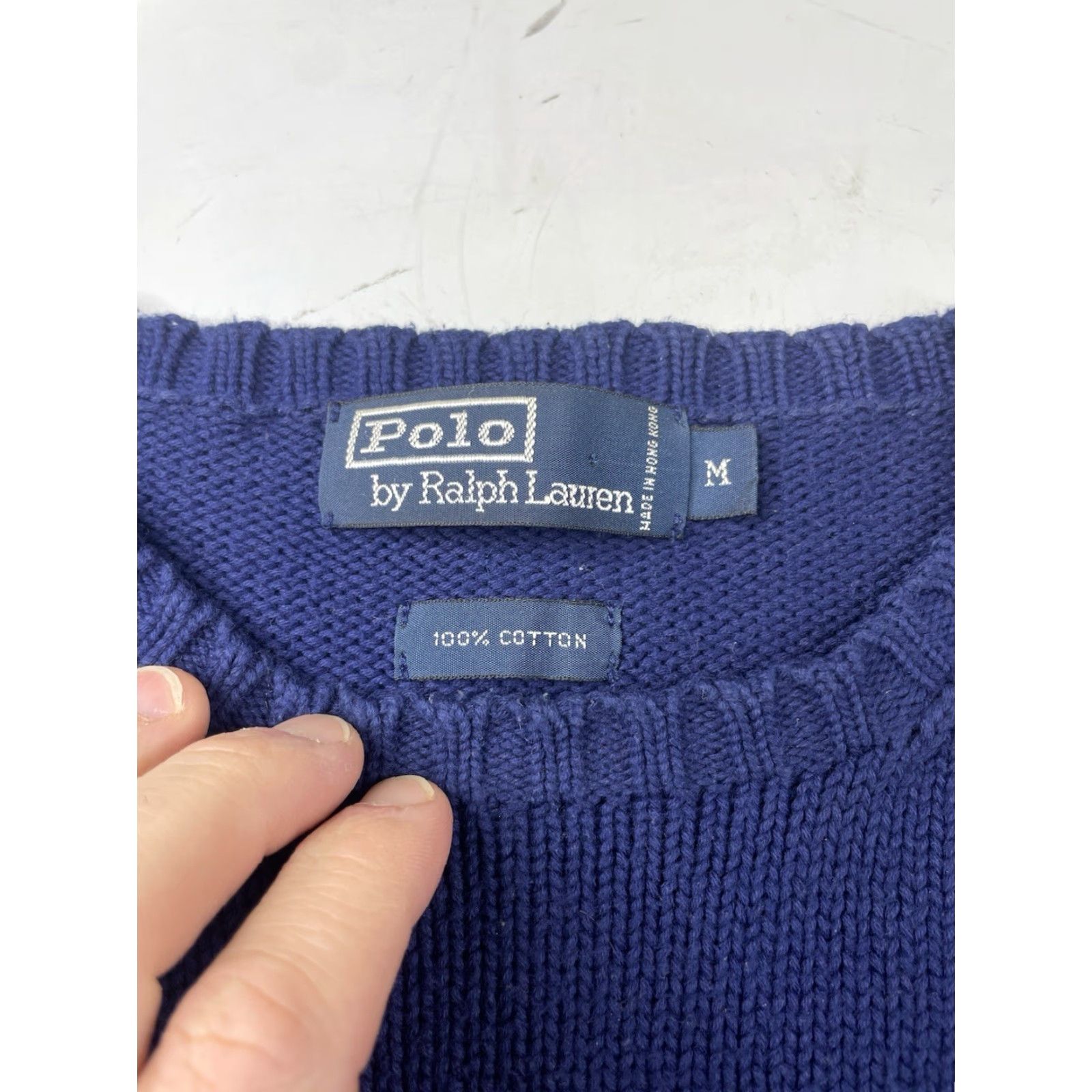 Polo Ralph Lauren VINTAGE Polo Ralph Lauren Crewneck Knit Sweater Mens M Blue Pullover Cotton Knit Crew Neck Sweater Pullover Mens Blue Polo Ralph Lauren Vintage Size US M / EU 48-50 / 2 - 3 Thumbnail