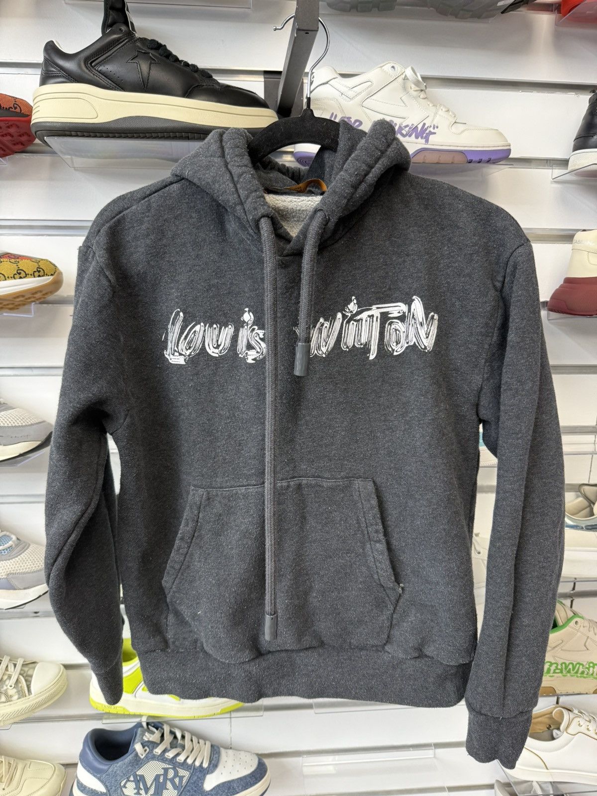 Louis Vuitton Louis Vuitton - Charcoal Lettering Logo Hoodie Size US XS / EU 42 / 0 - 1 Thumbnail