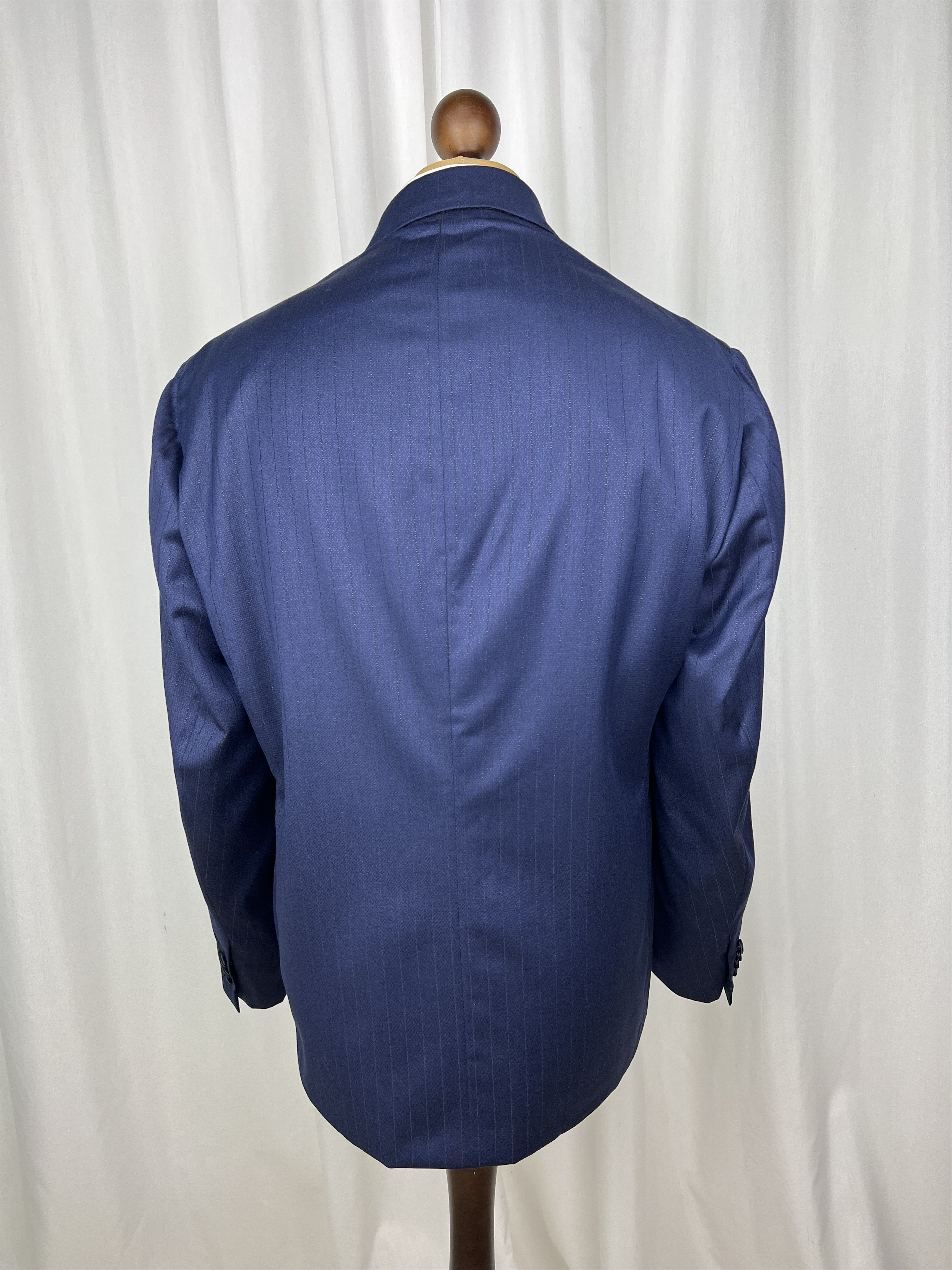 Isaia NWT Bespoke Shiny Striped Wool Peak-Lapel Tuxedo Blazer Size 46R - 3 Thumbnail