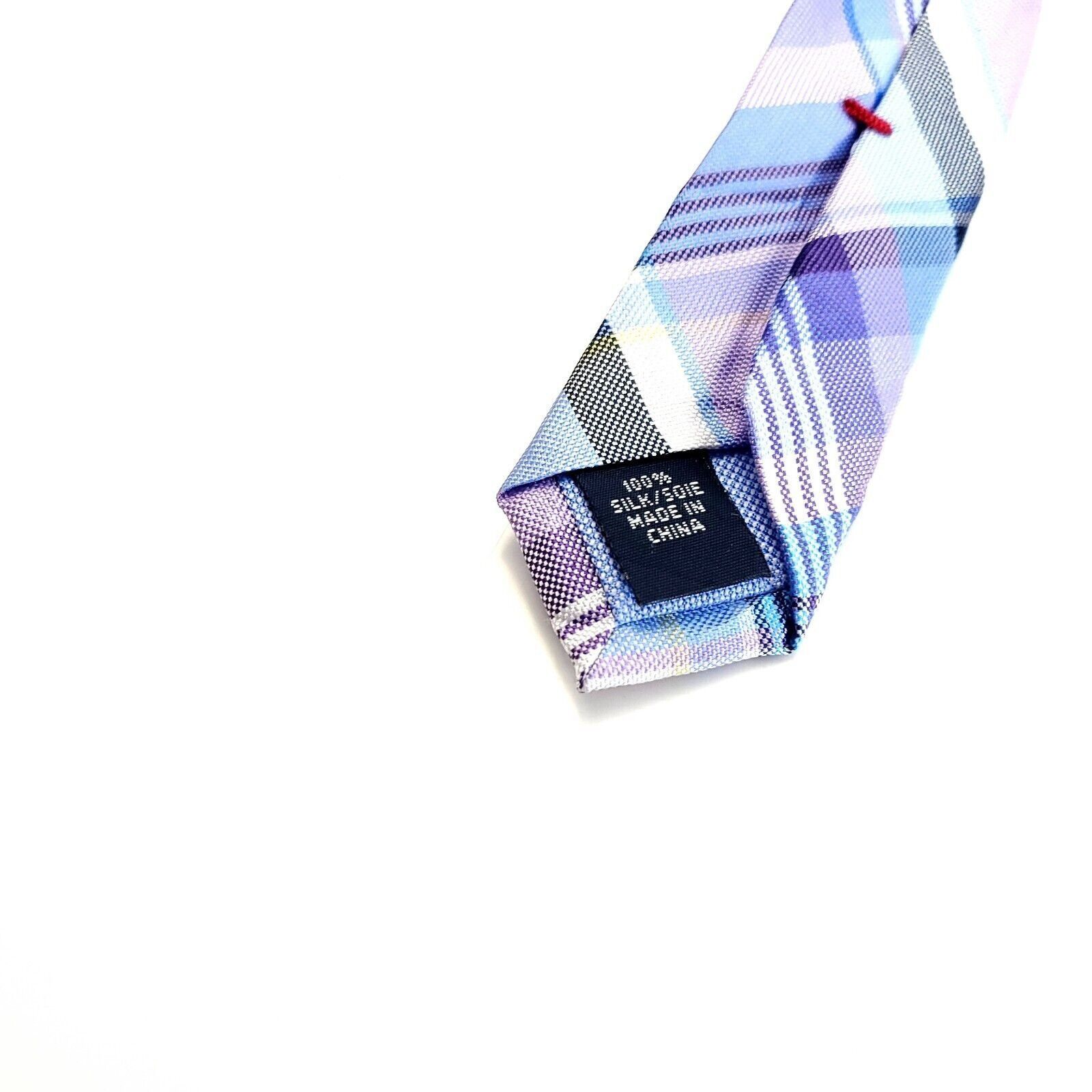 Tommy Hilfiger Tommy Hilfiger Purple Blue Plaid Woven Silk Tie Size ONE SIZE - 4 Thumbnail