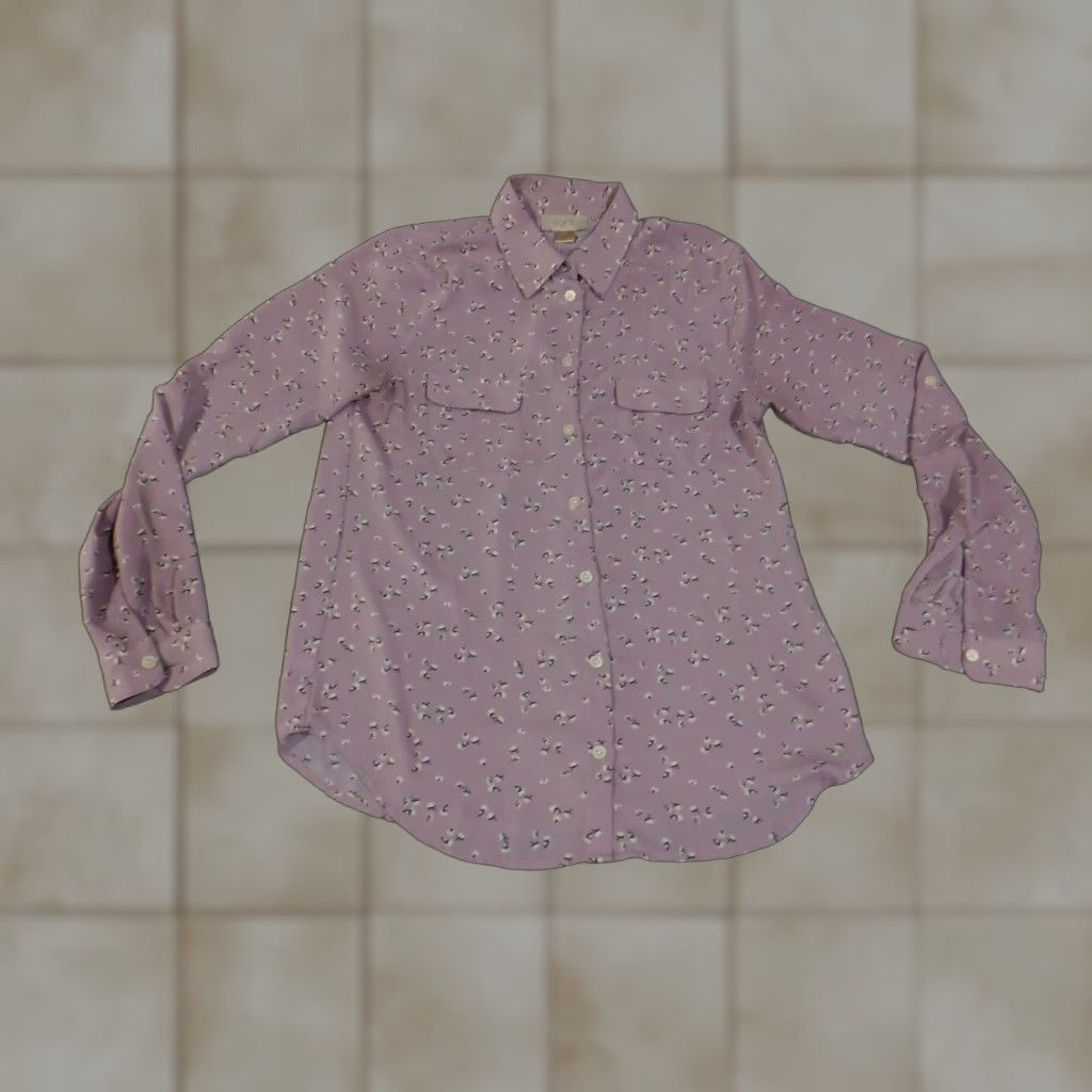 Loft LOFT Blouse Womens XS purple Floral Long Sleeve button up lightweight top Size XS / US 0-2 / IT 36-38 - 1 Thumbnail