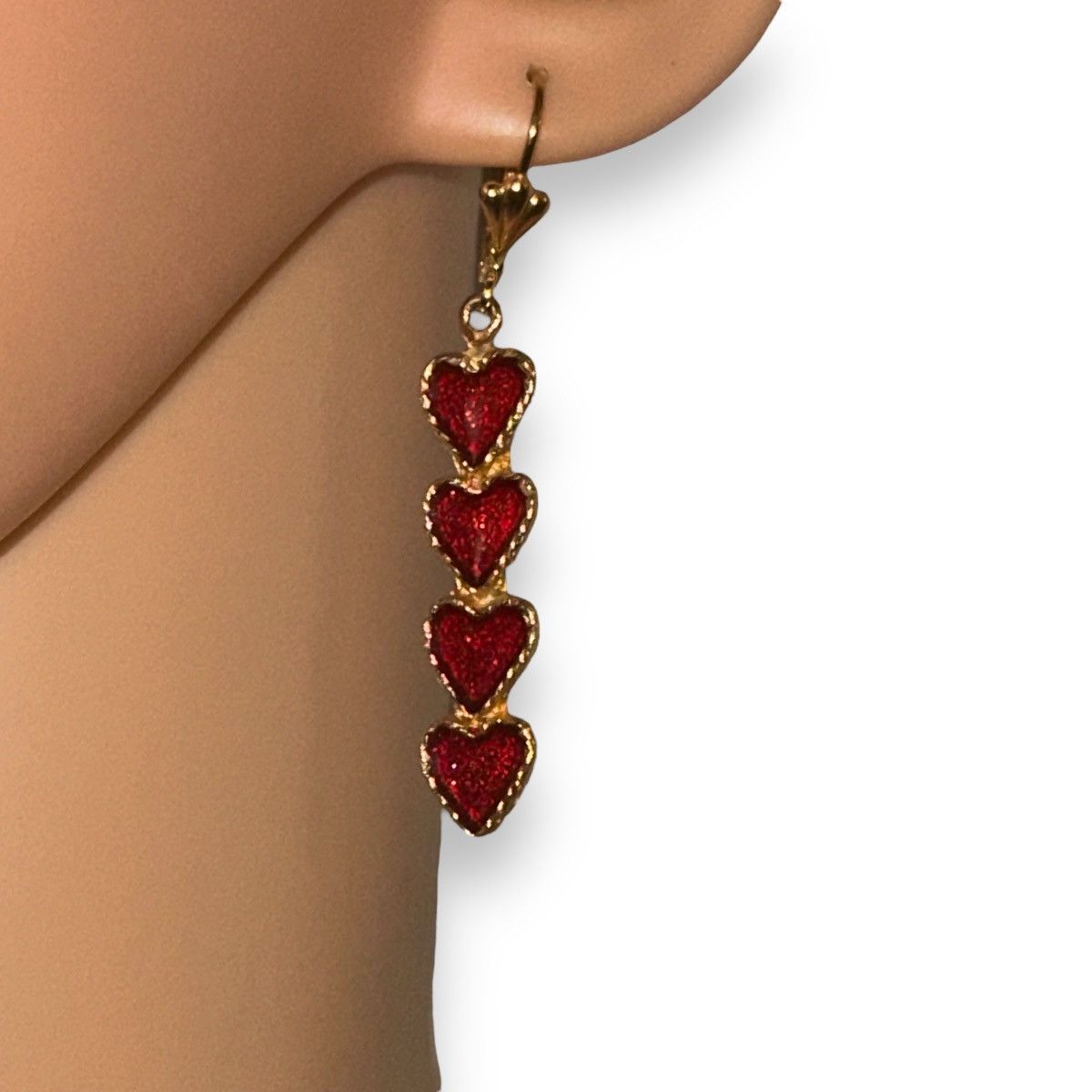 Other Red glittery hearts dangle earrings Size ONE SIZE - 2 Thumbnail