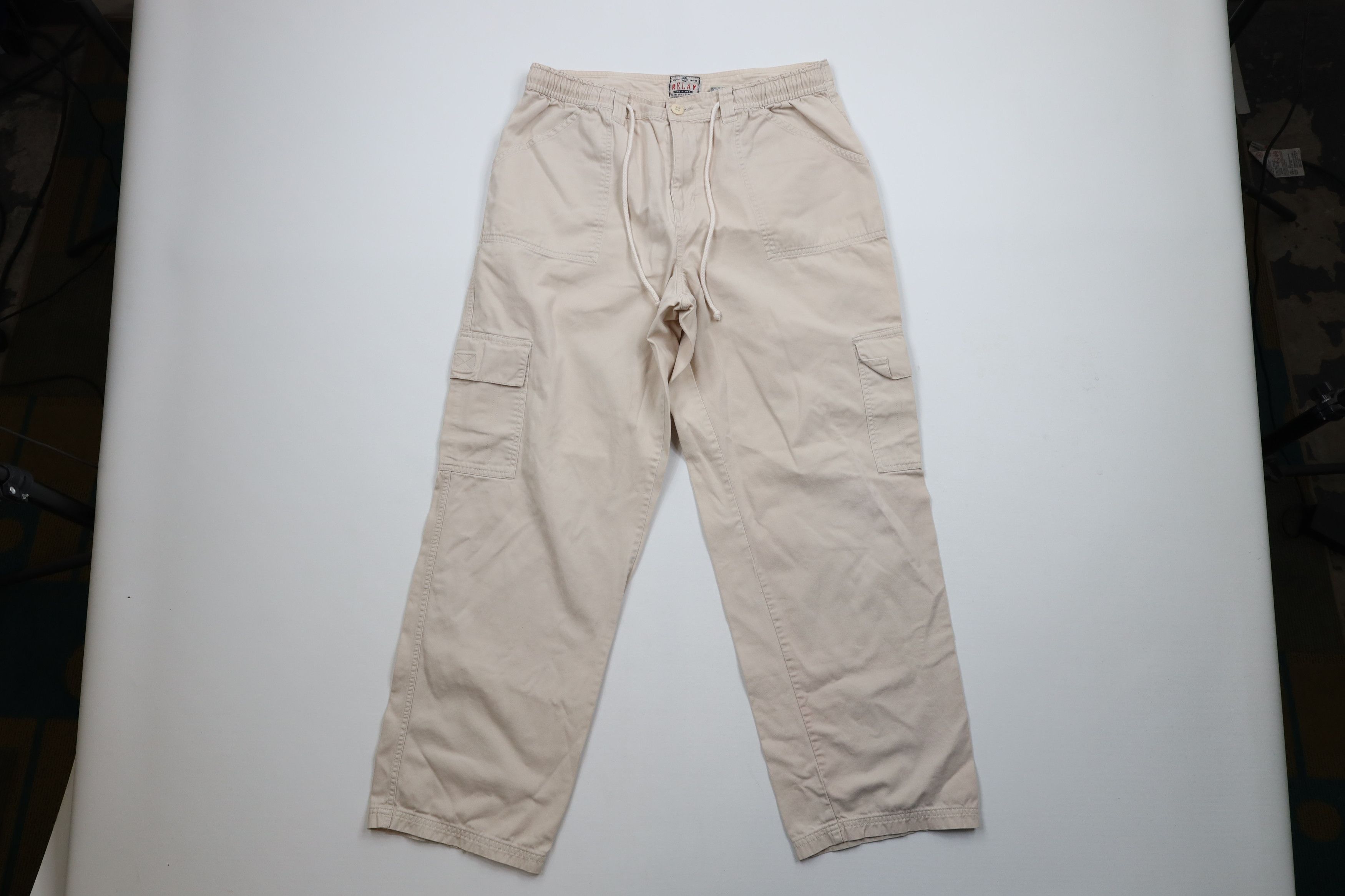 Vintage Vintage 90s Y2K Streetwear Baggy Wide Leg Cargo Pants Beige Size 36" / US 14 / IT 50 - 1 Thumbnail