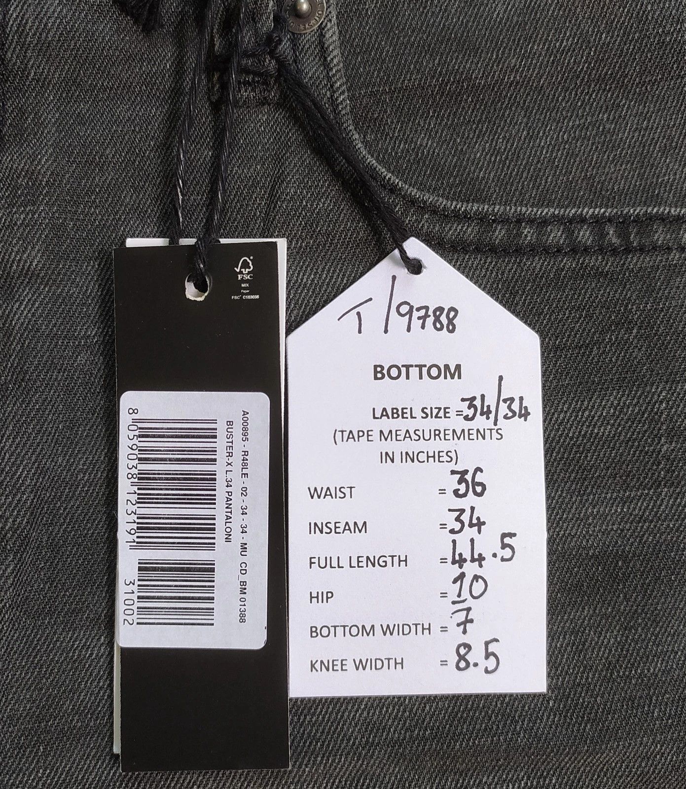 Diesel Diesel BUSTER-X L.34 MENS JEANS T/9788 Size US 34 / EU 50 - 6 Thumbnail